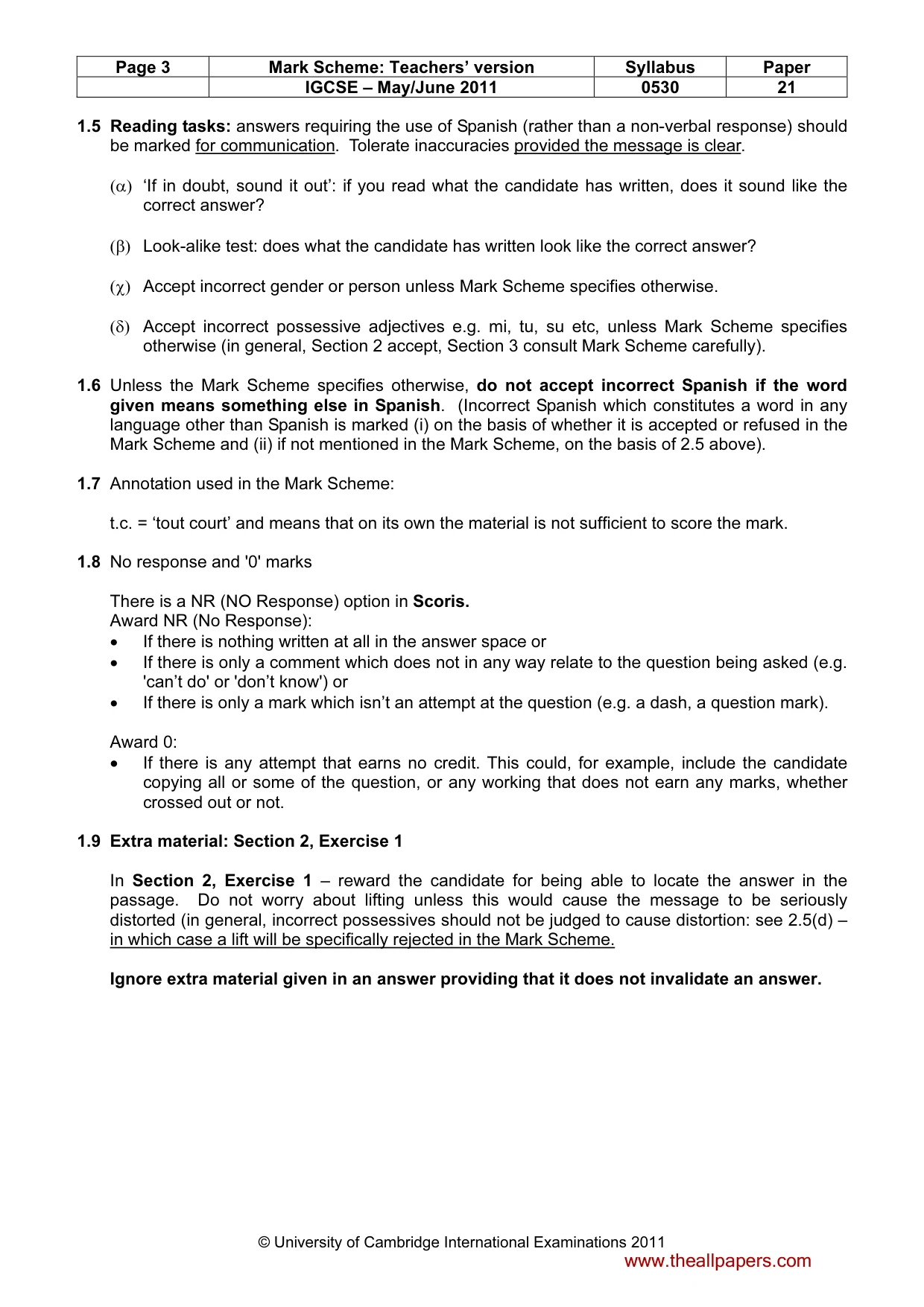 Mark scheme, page 3 of 11