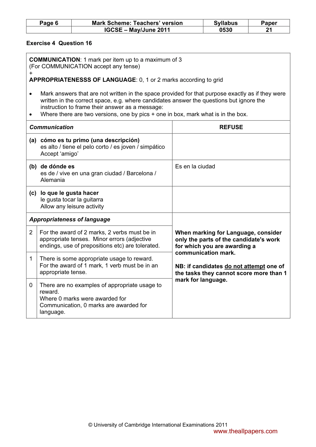 Mark scheme, page 6 of 11