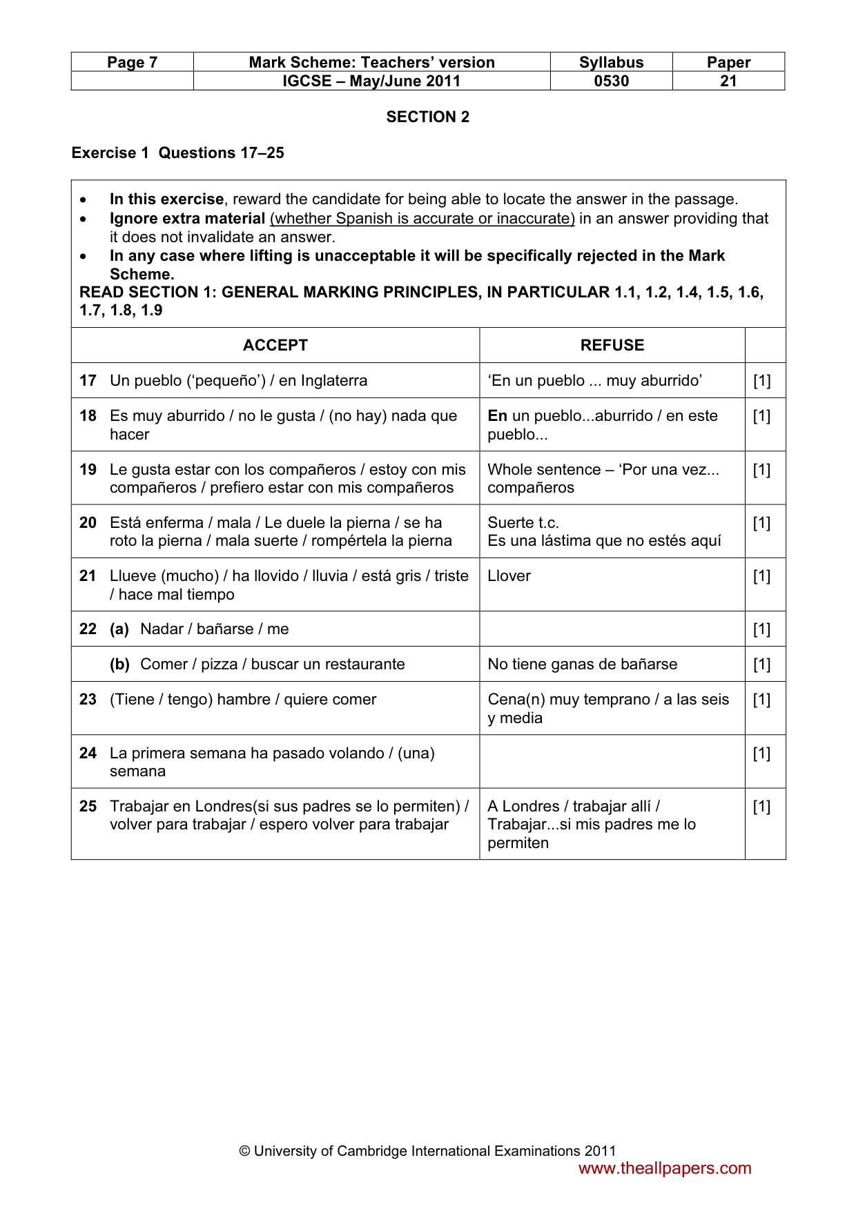 Mark scheme, page 7 of 11