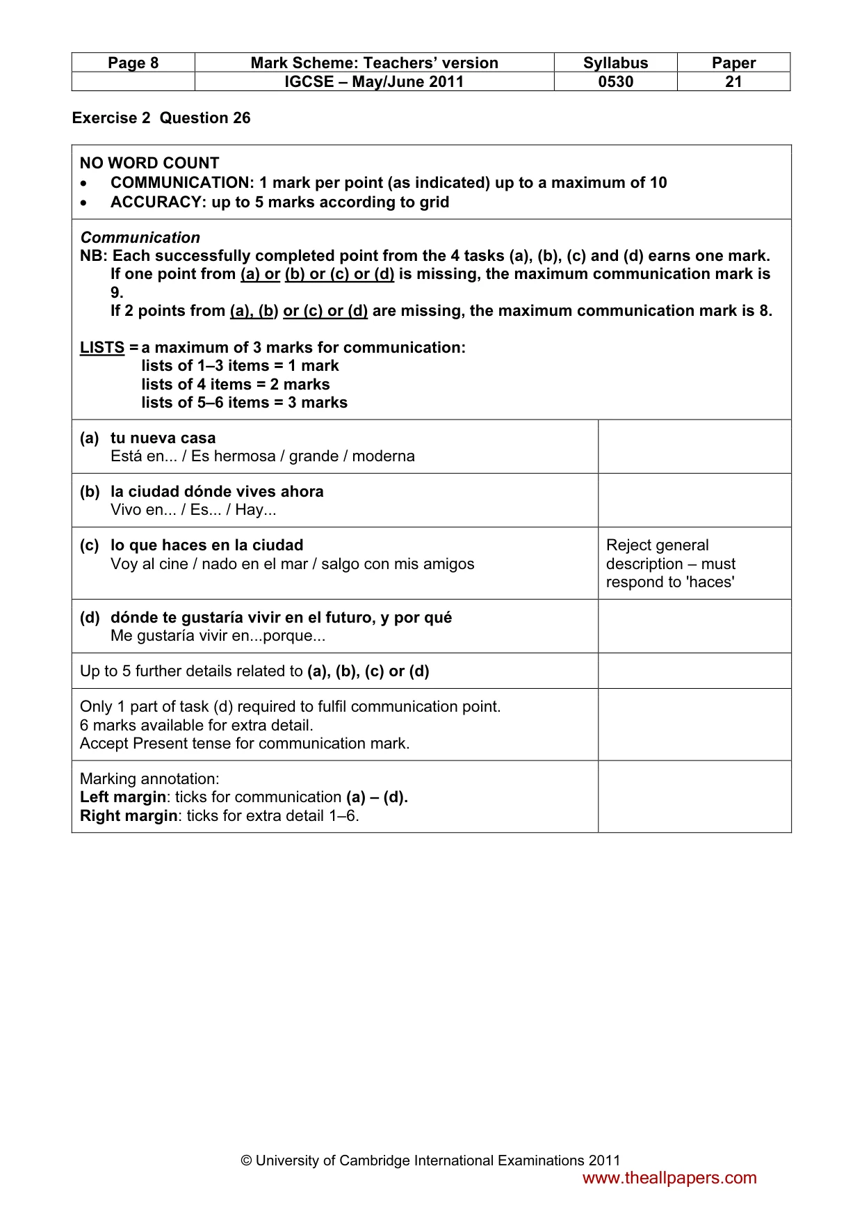 Mark scheme, page 8 of 11