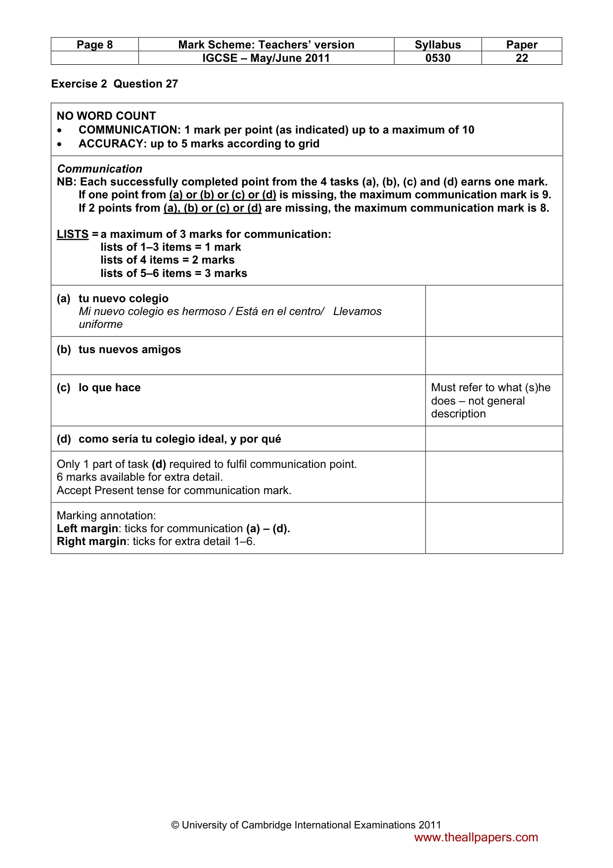 Mark scheme, page 8 of 12