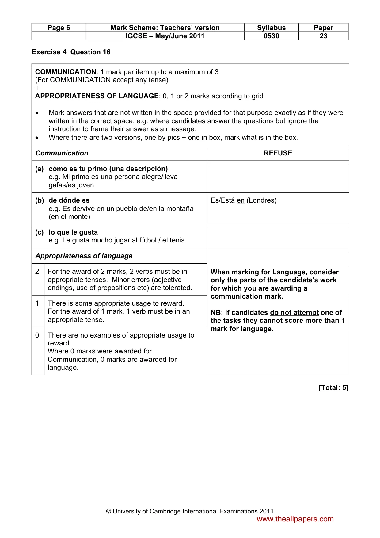 Mark scheme, page 6 of 12