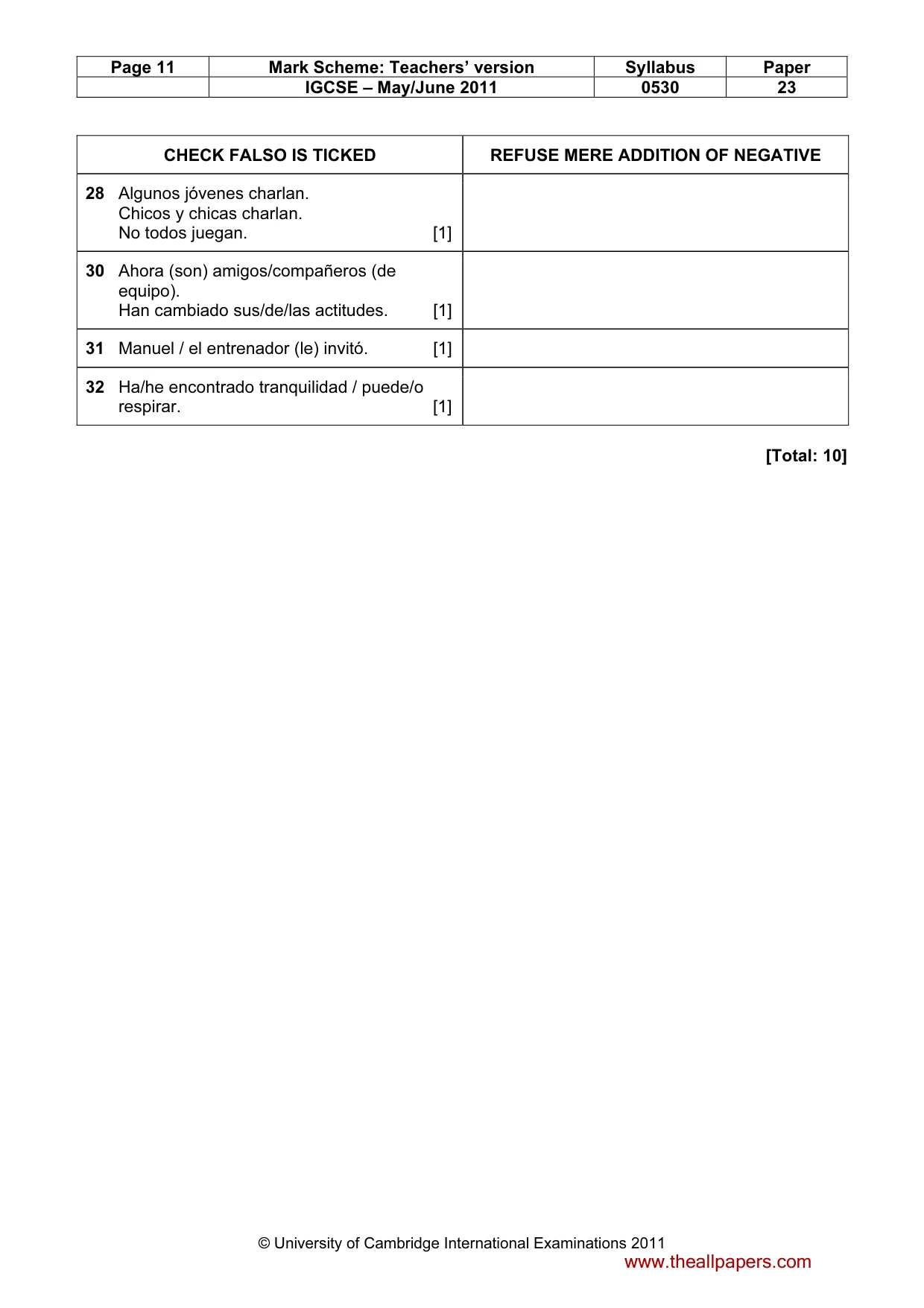Mark scheme, page 11 of 12