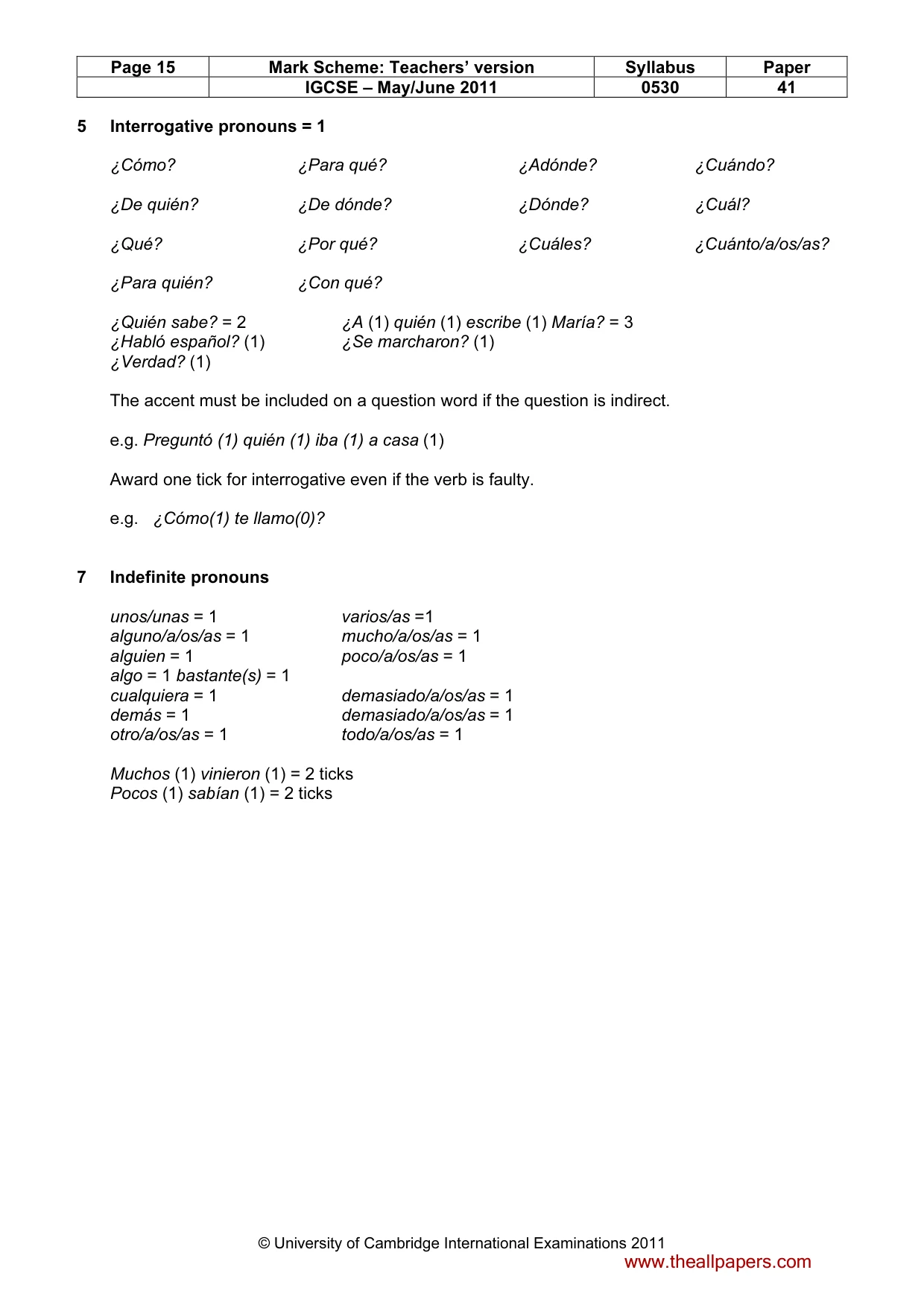 Mark scheme, page 15 of 19