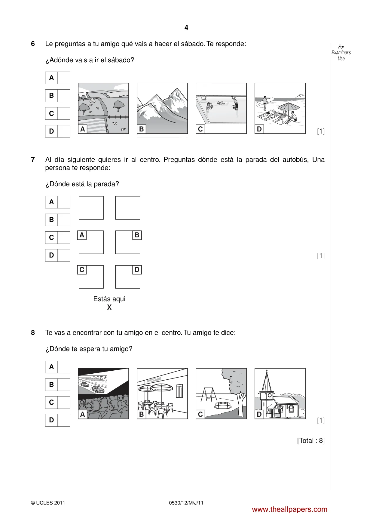 Cambridge IGCSE Spanish - Foreign Language 0530 2011 May/June Paper 1 · Variant 2 question paper, page 4 of 12