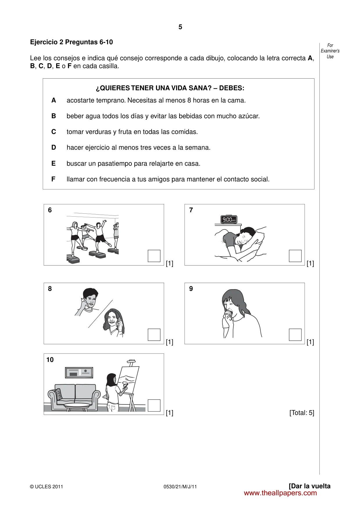 Cambridge IGCSE Spanish - Foreign Language 0530 2011 May/June Paper 2 · Variant 1 question paper, page 5 of 16