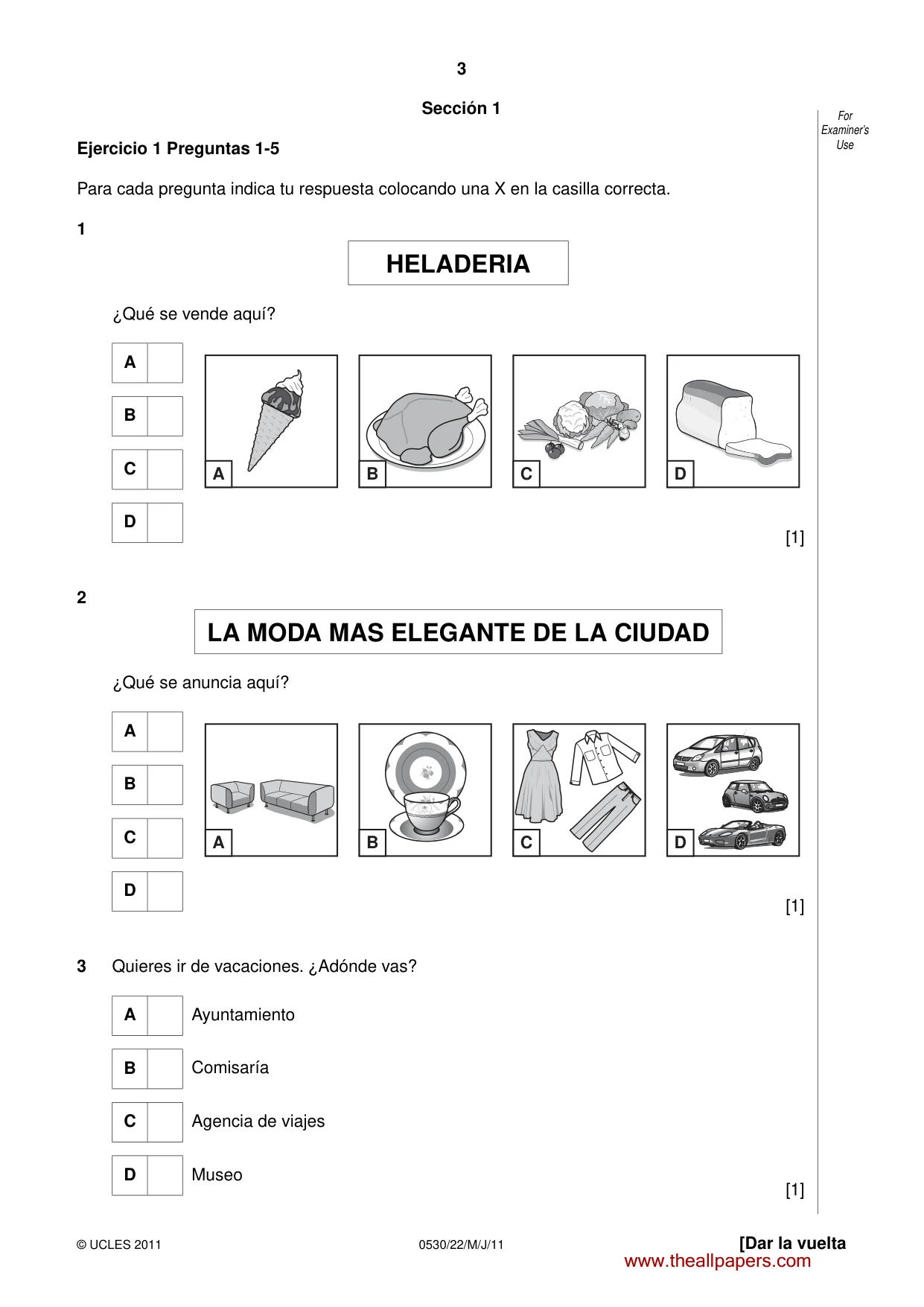 Cambridge IGCSE Spanish - Foreign Language 0530 2011 May/June Paper 2 · Variant 2 question paper, page 3 of 16