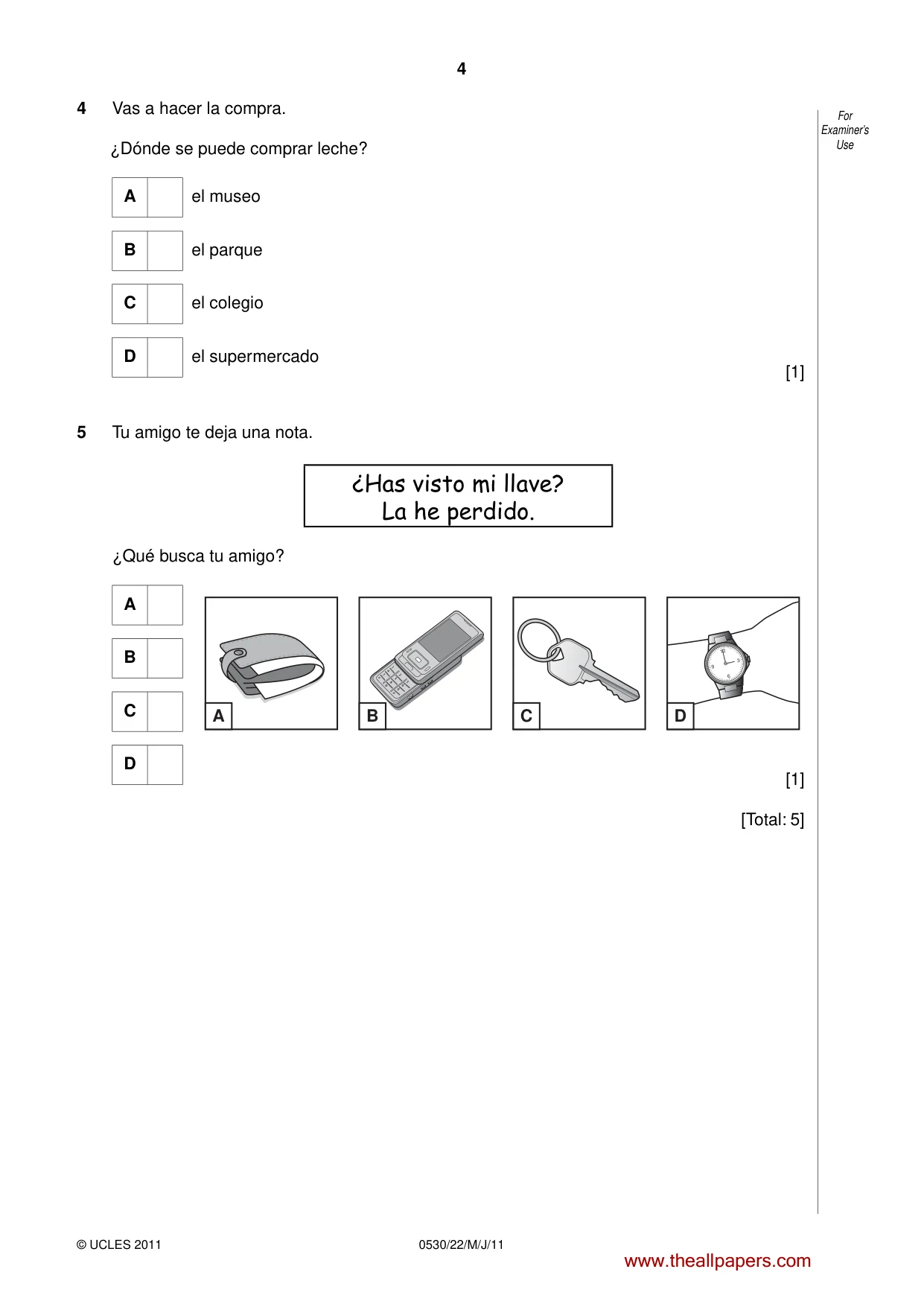 Cambridge IGCSE Spanish - Foreign Language 0530 2011 May/June Paper 2 · Variant 2 question paper, page 4 of 16