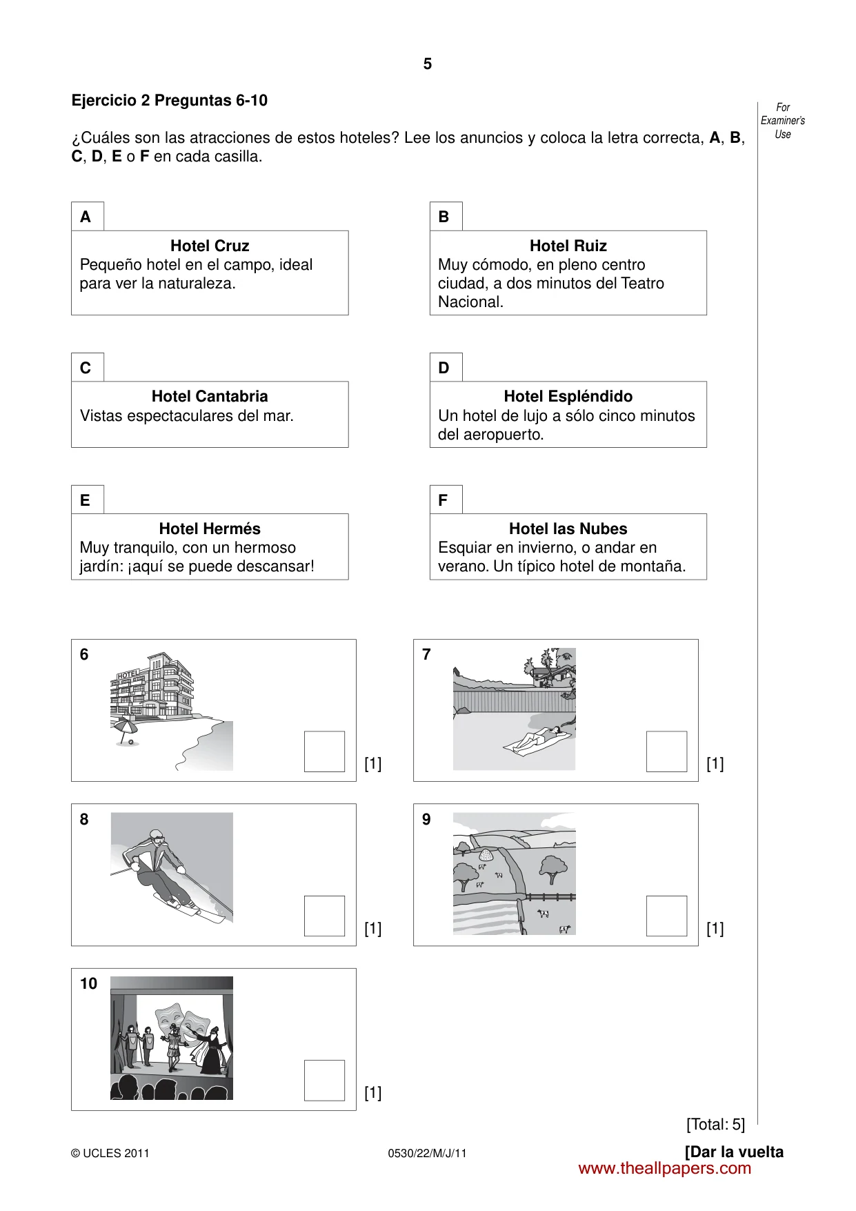 Cambridge IGCSE Spanish - Foreign Language 0530 2011 May/June Paper 2 · Variant 2 question paper, page 5 of 16