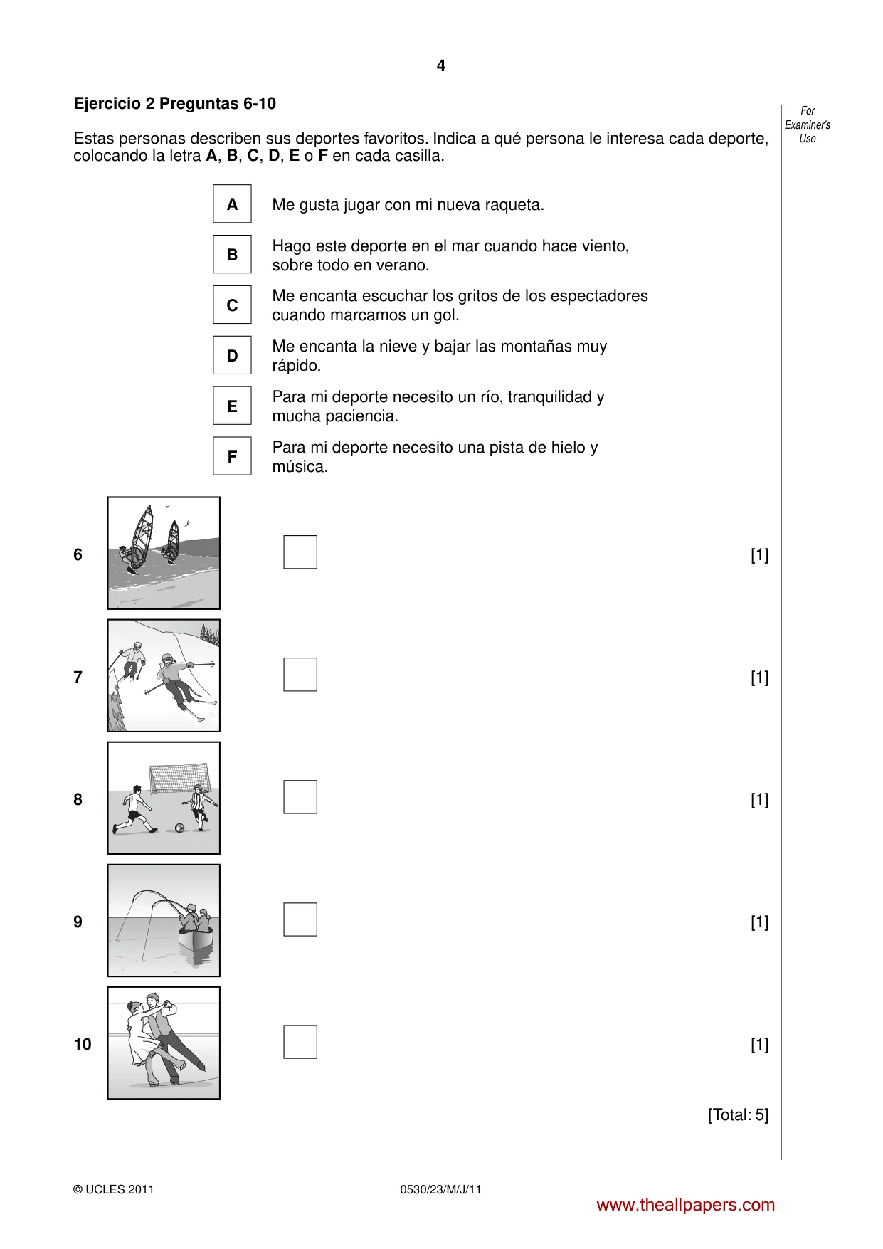 Cambridge IGCSE Spanish - Foreign Language 0530 2011 May/June Paper 2 · Variant 3 question paper, page 4 of 16