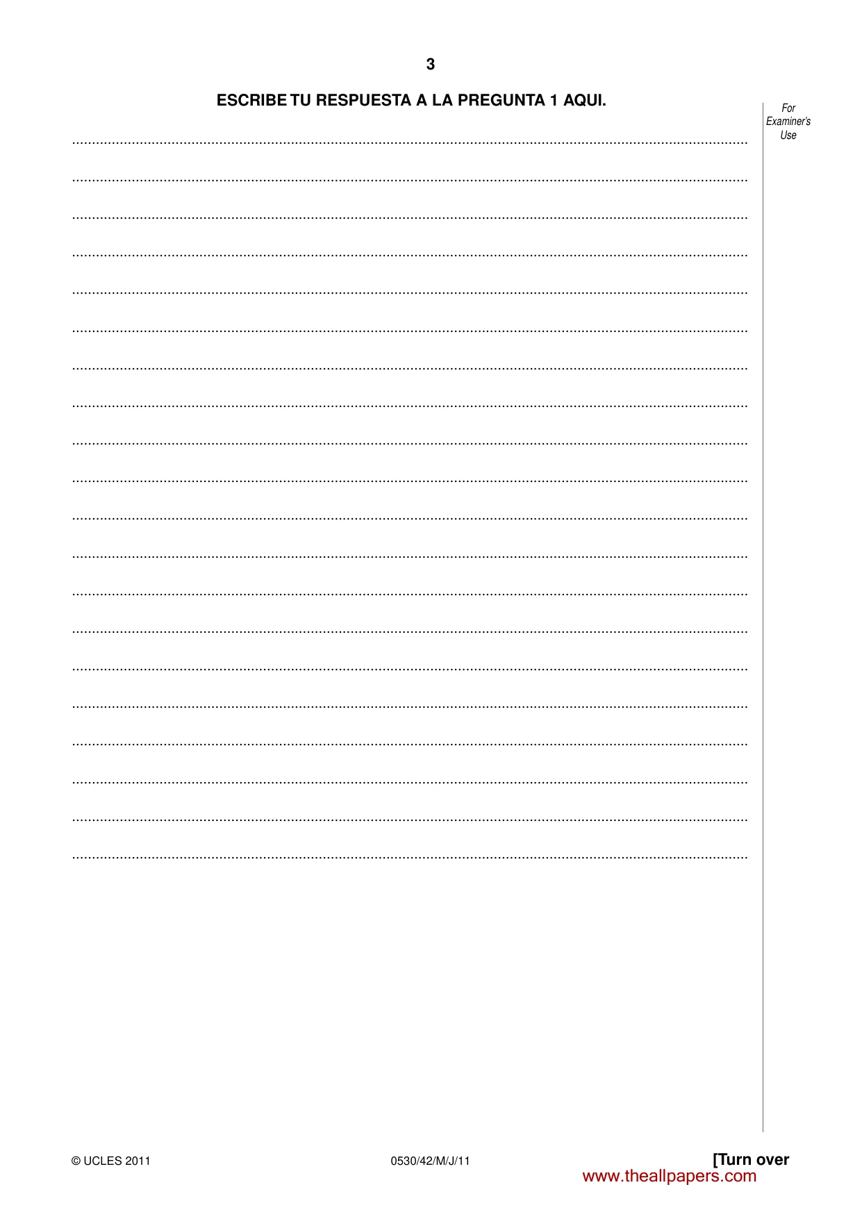 Cambridge IGCSE Spanish - Foreign Language 0530 2011 May/June Paper 4 · Variant 2 question paper, page 3 of 4