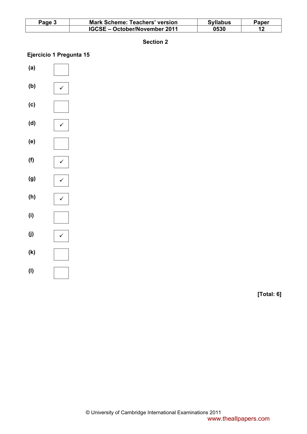 Mark scheme, page 3 of 5