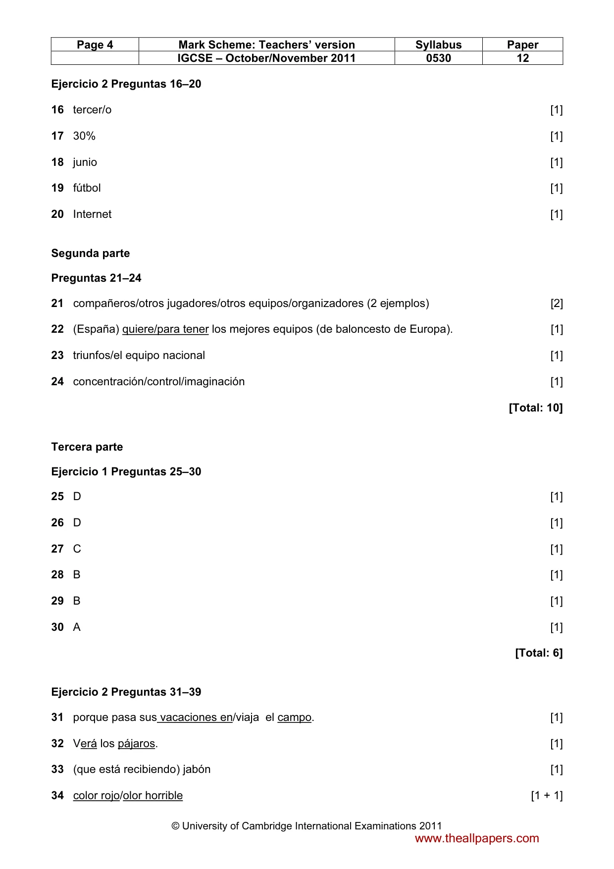 Mark scheme, page 4 of 5