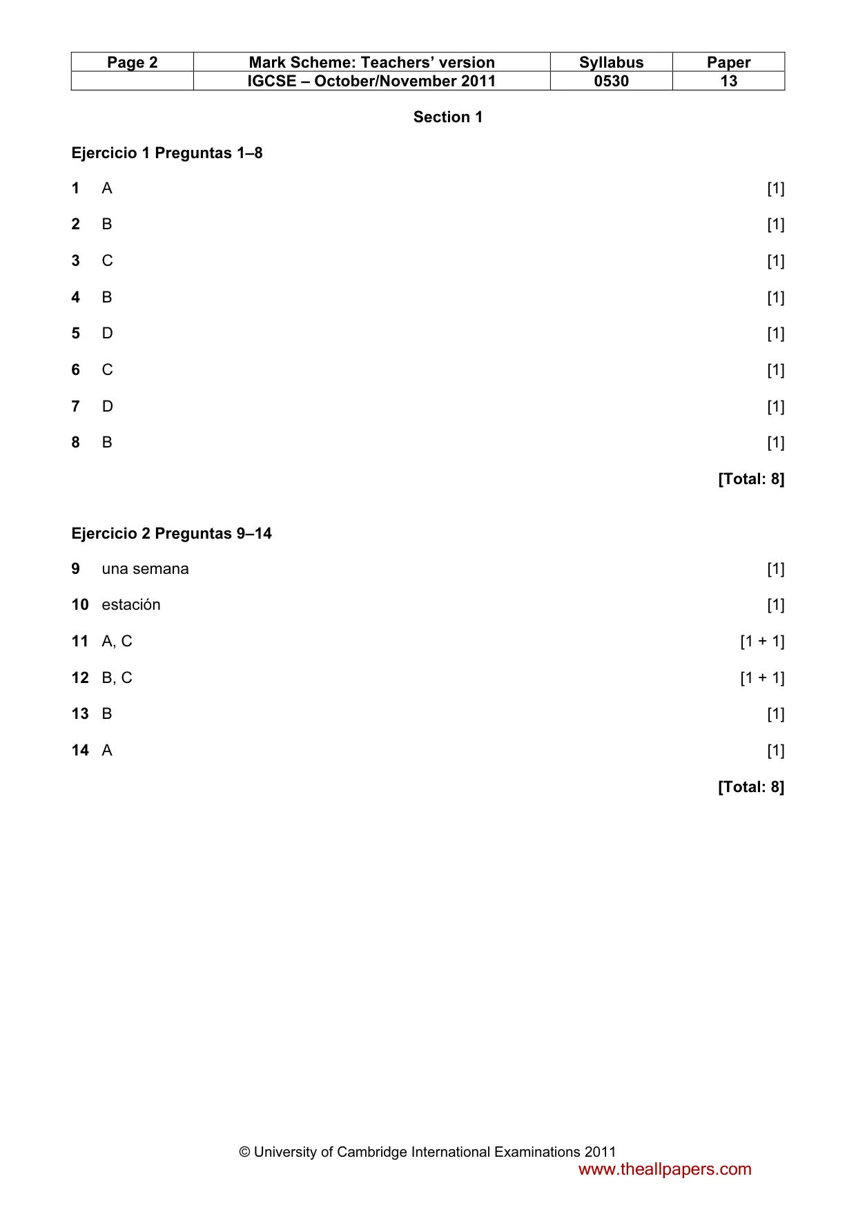 Mark scheme, page 2 of 5