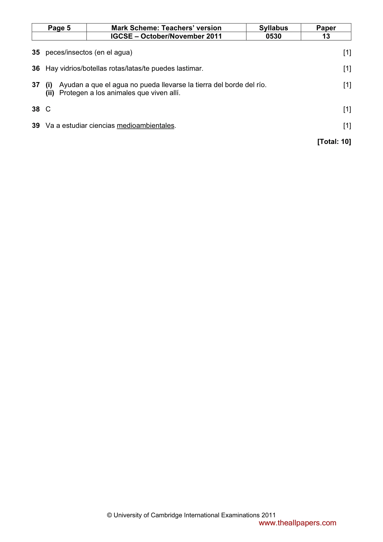 Mark scheme, page 5 of 5