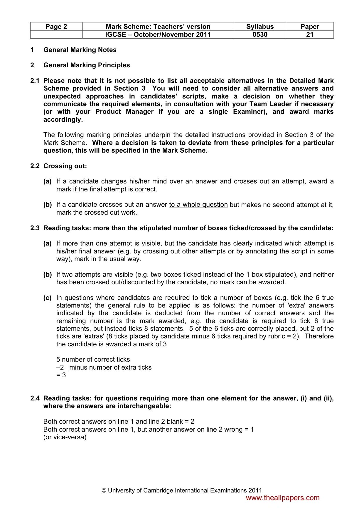 Mark scheme, page 2 of 11