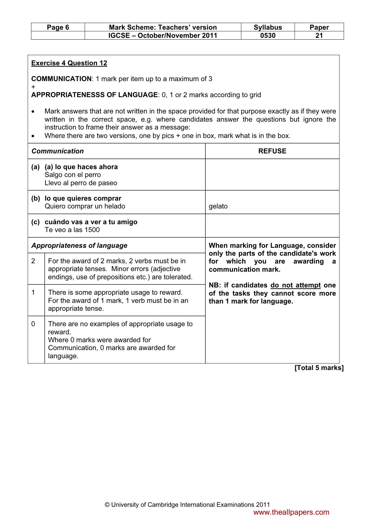 Mark scheme, page 6 of 11