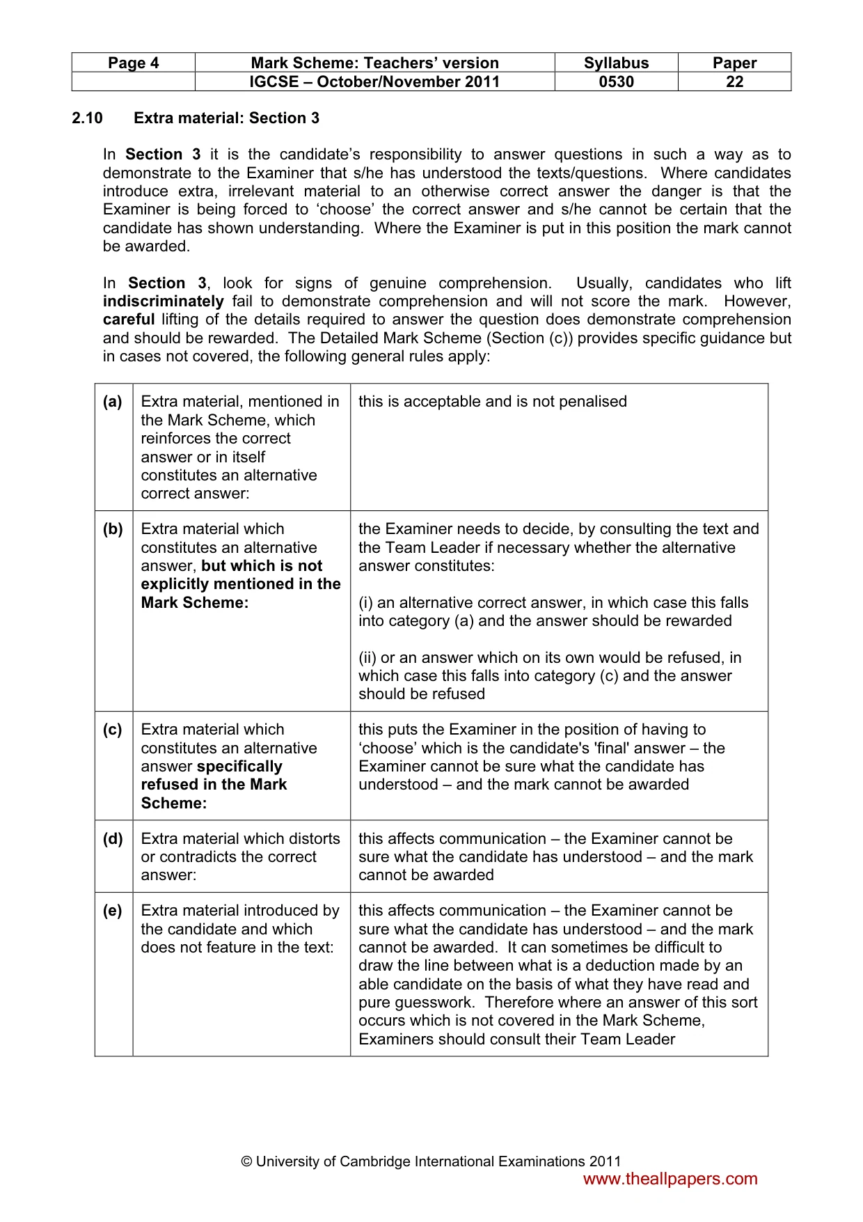 Mark scheme, page 4 of 11