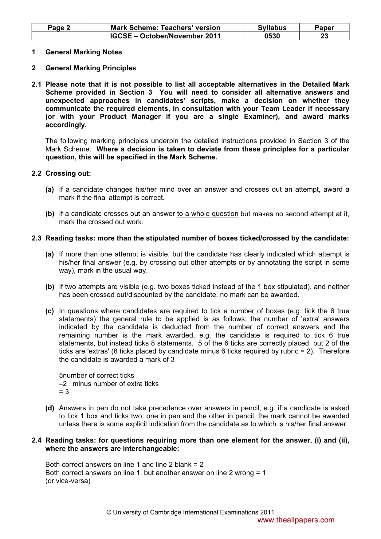Mark scheme, page 2 of 11