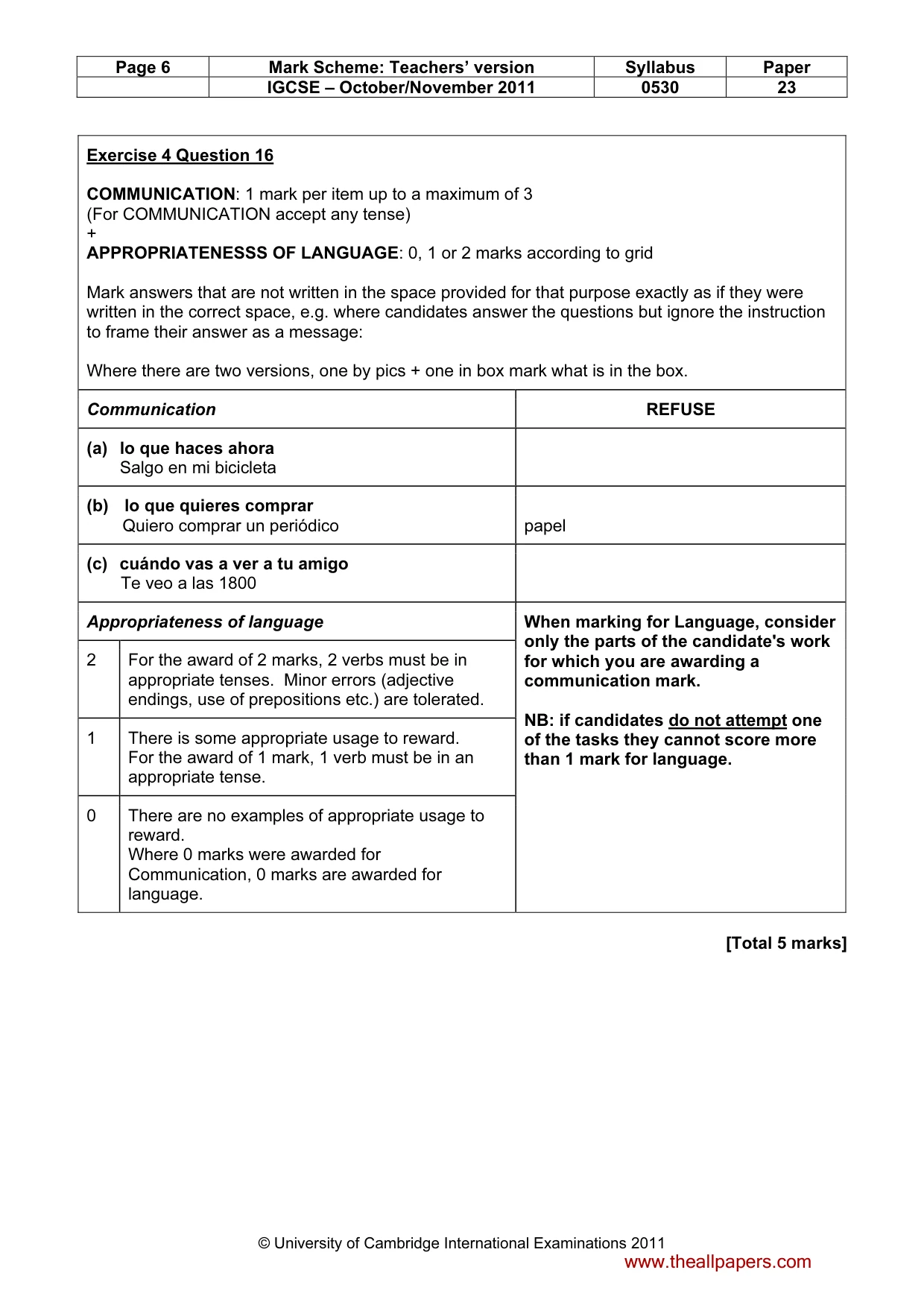 Mark scheme, page 6 of 11