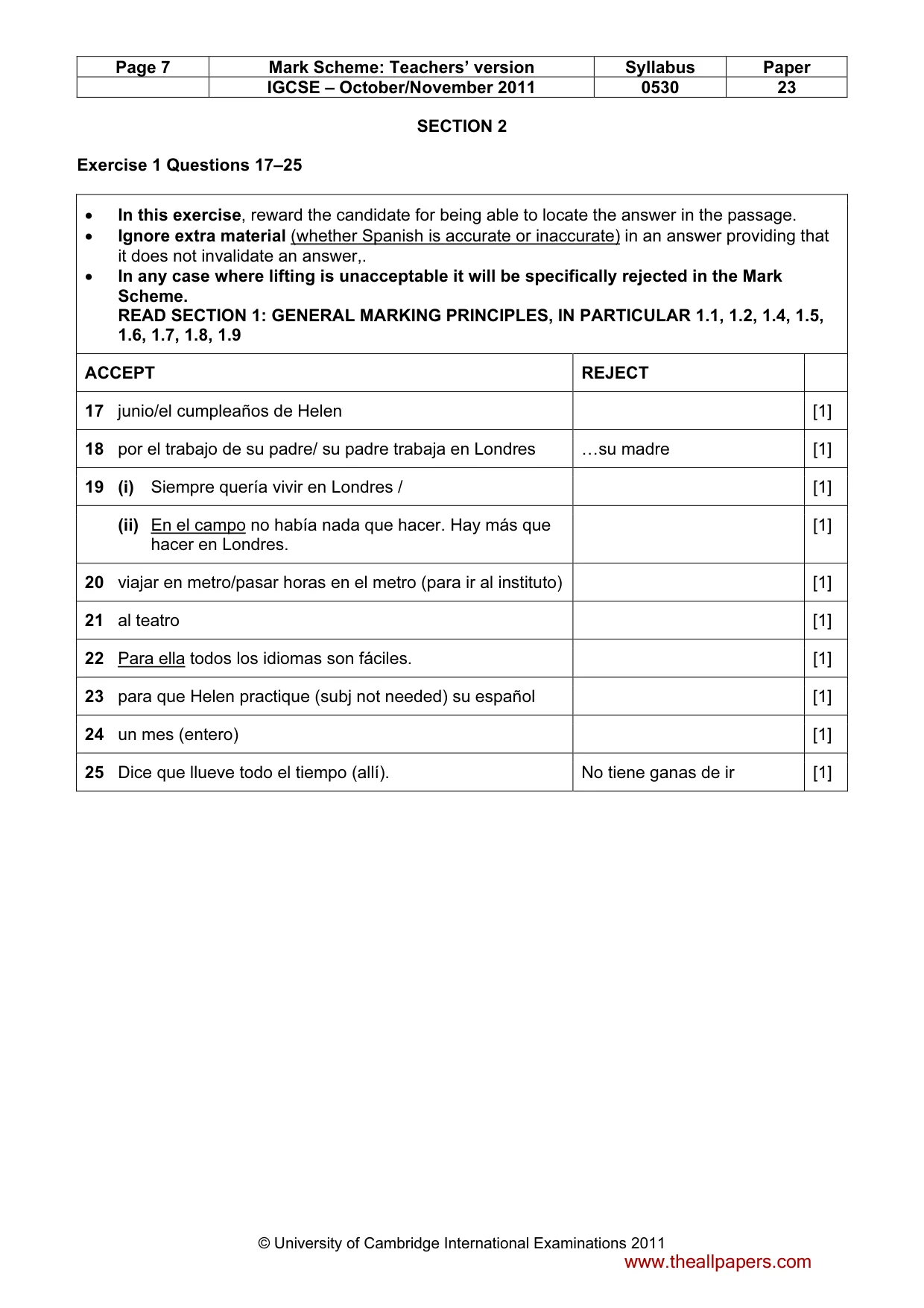 Mark scheme, page 7 of 11