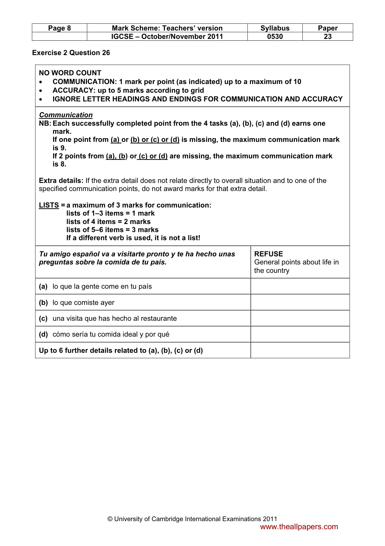Mark scheme, page 8 of 11