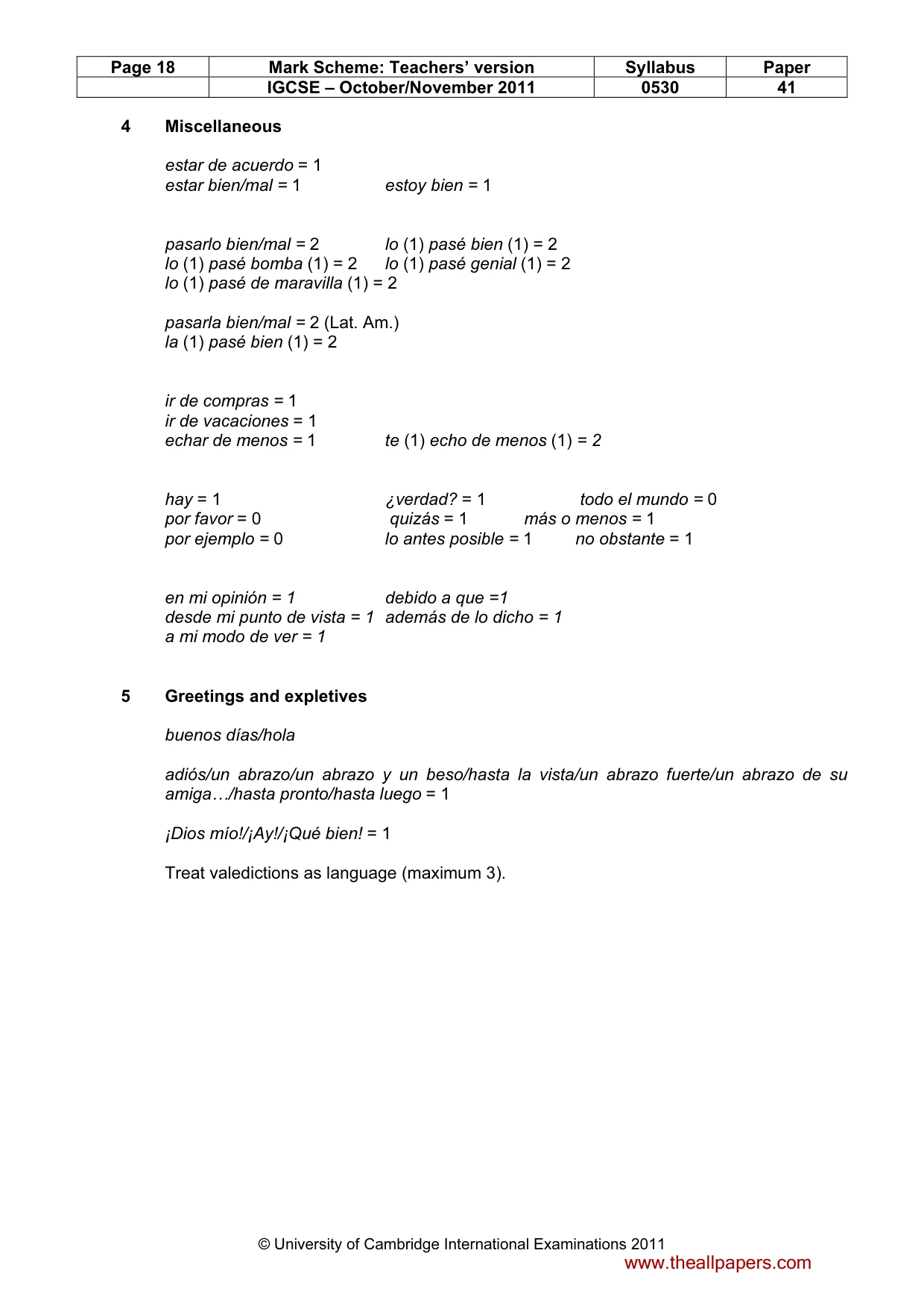 Mark scheme, page 18 of 19