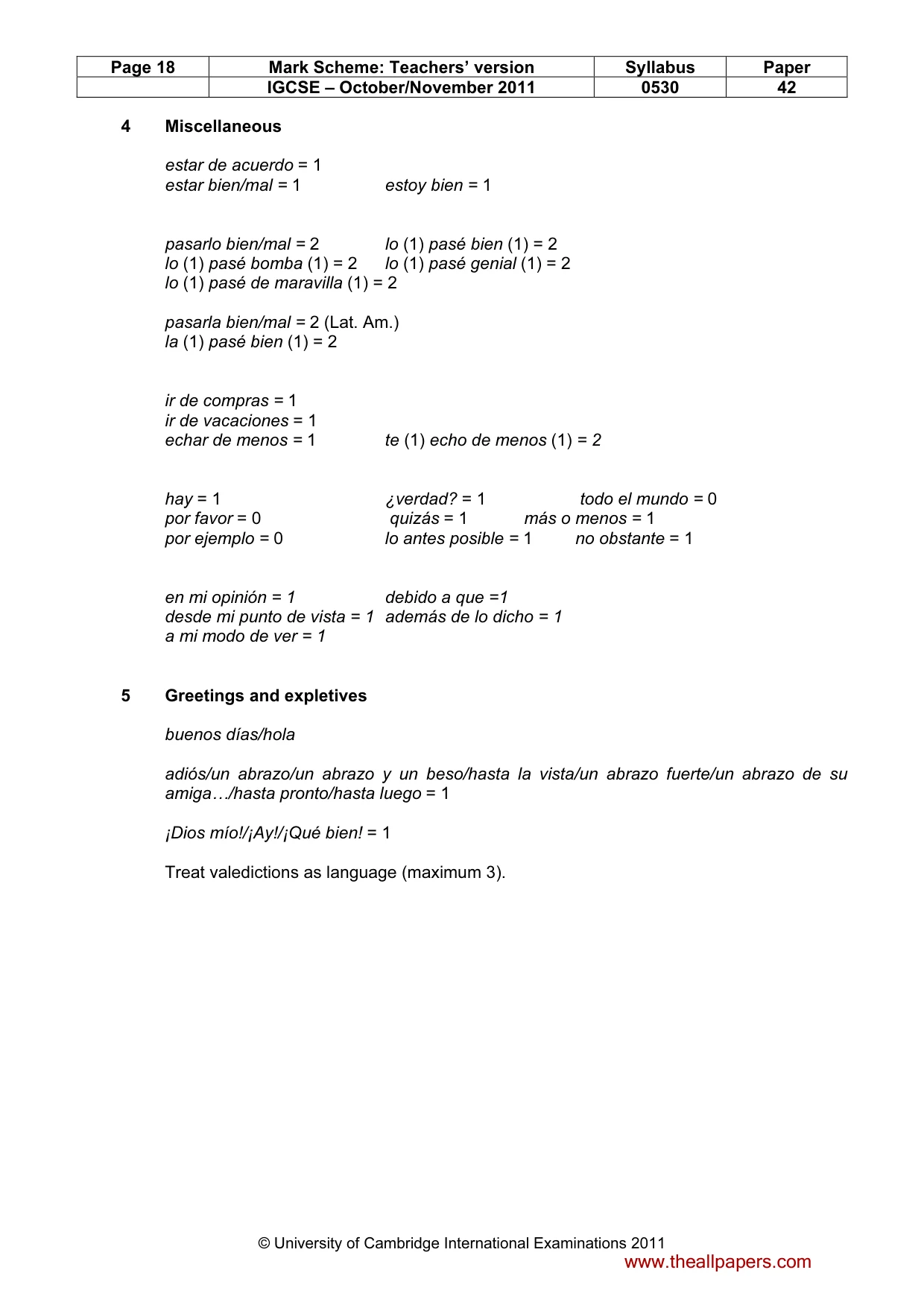Mark scheme, page 18 of 19
