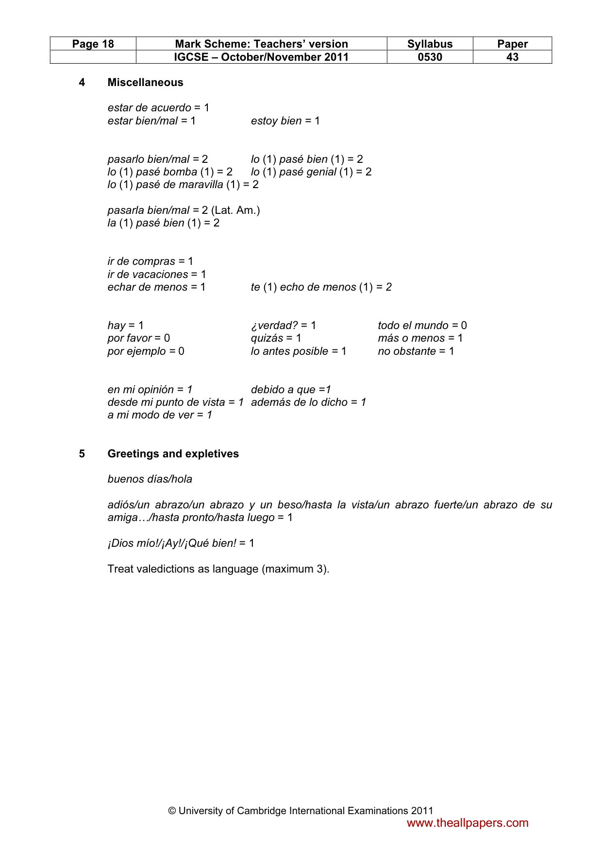 Mark scheme, page 18 of 19