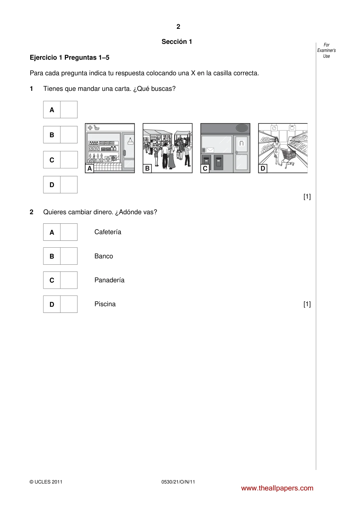 Cambridge IGCSE Spanish - Foreign Language 0530 2011 Oct/Nov Paper 2 · Variant 1 question paper, page 2 of 16