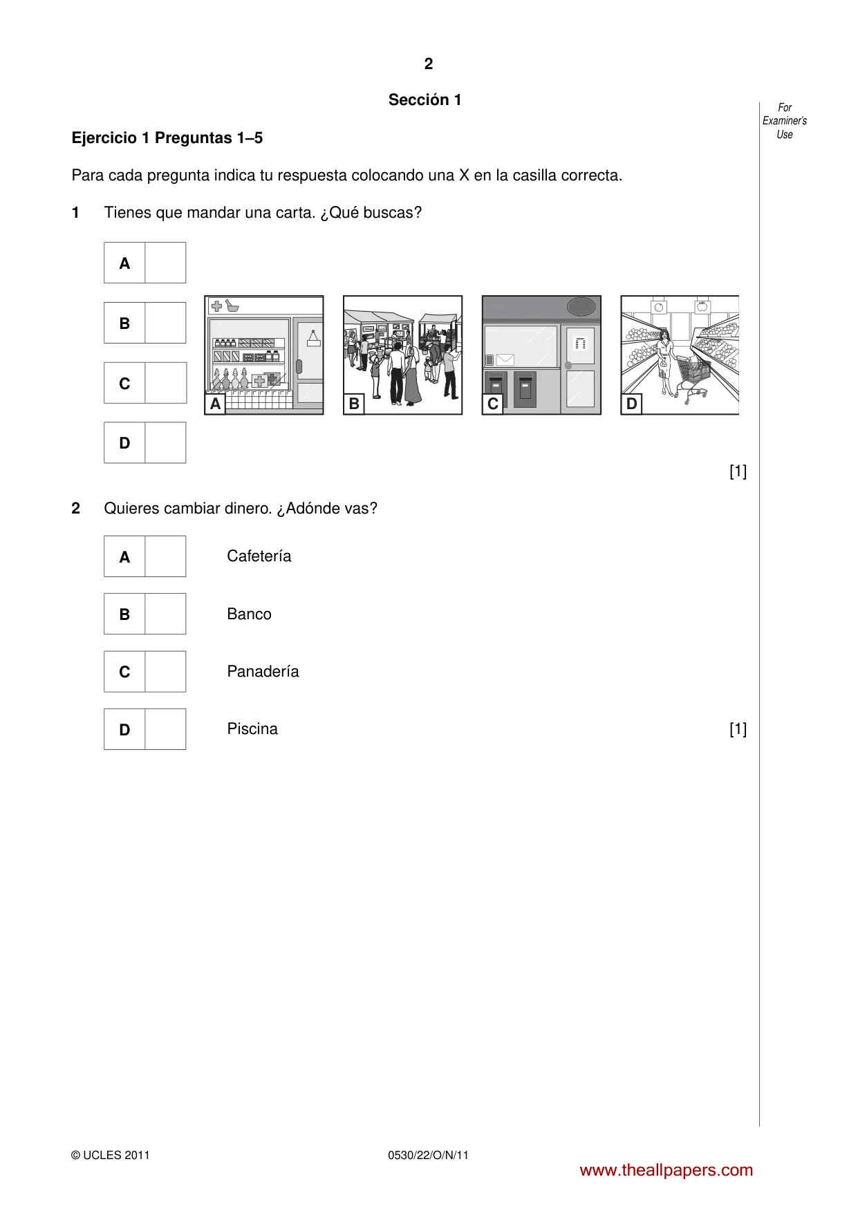 Cambridge IGCSE Spanish - Foreign Language 0530 2011 Oct/Nov Paper 2 · Variant 2 question paper, page 2 of 16