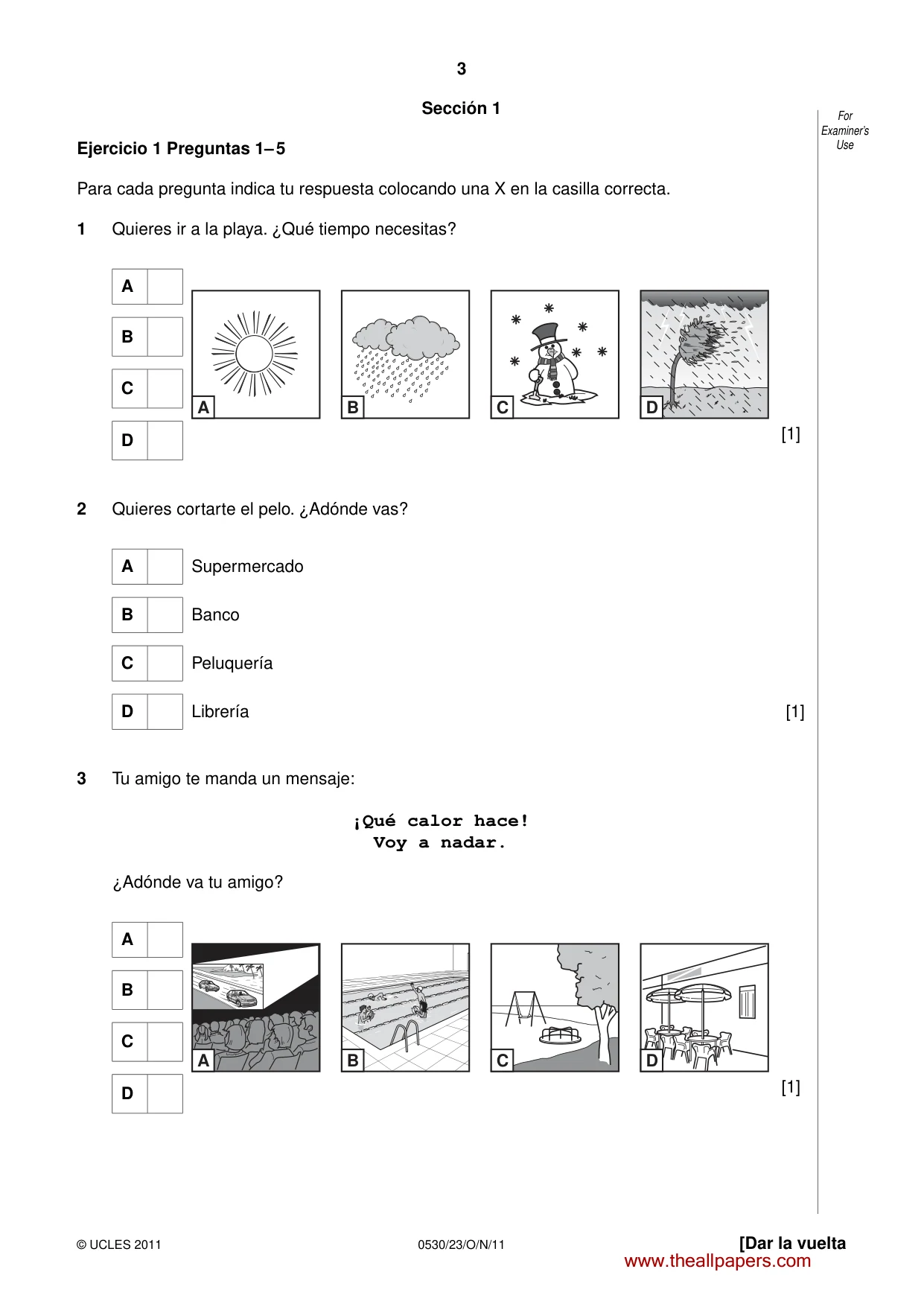 Cambridge IGCSE Spanish - Foreign Language 0530 2011 Oct/Nov Paper 2 · Variant 3 question paper, page 3 of 16