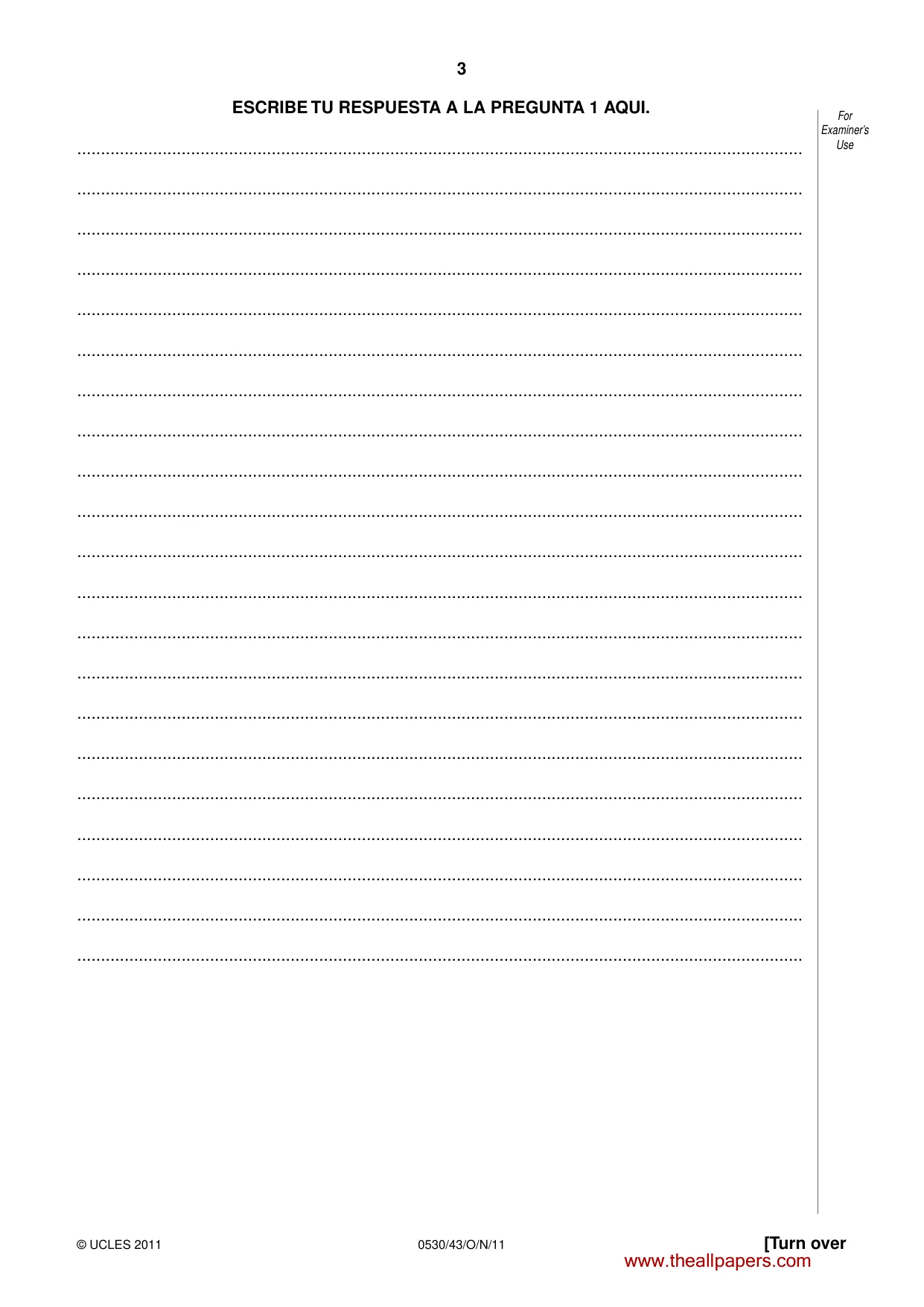 Cambridge IGCSE Spanish - Foreign Language 0530 2011 Oct/Nov Paper 4 · Variant 3 question paper, page 3 of 4