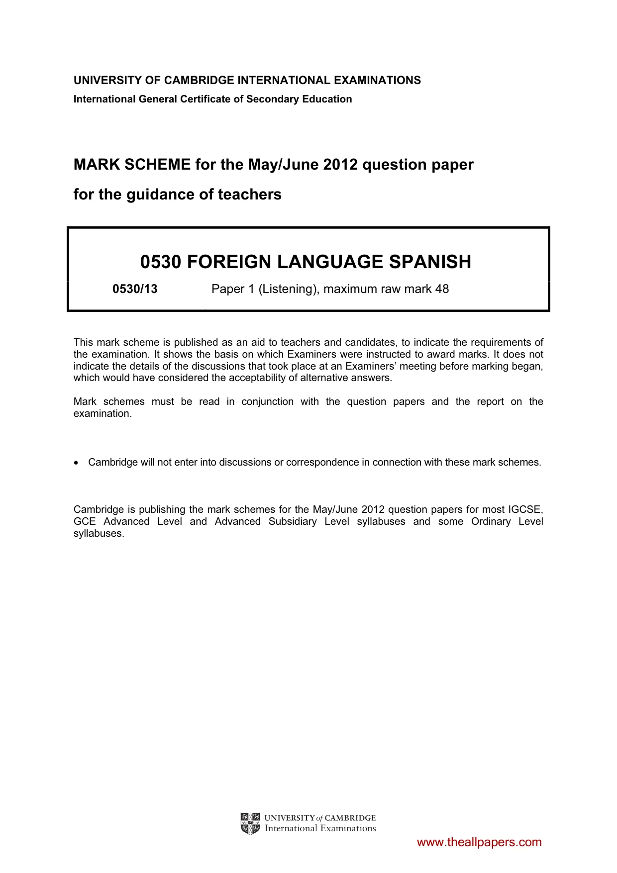 Mark scheme, page 1 of 5