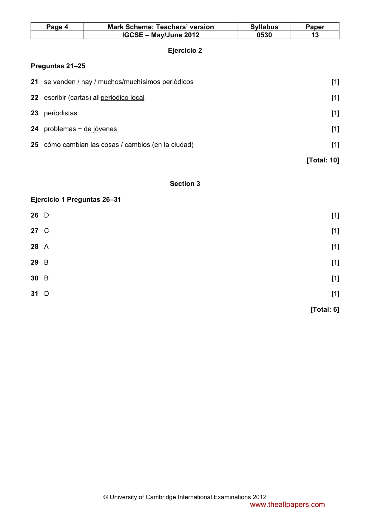 Mark scheme, page 4 of 5