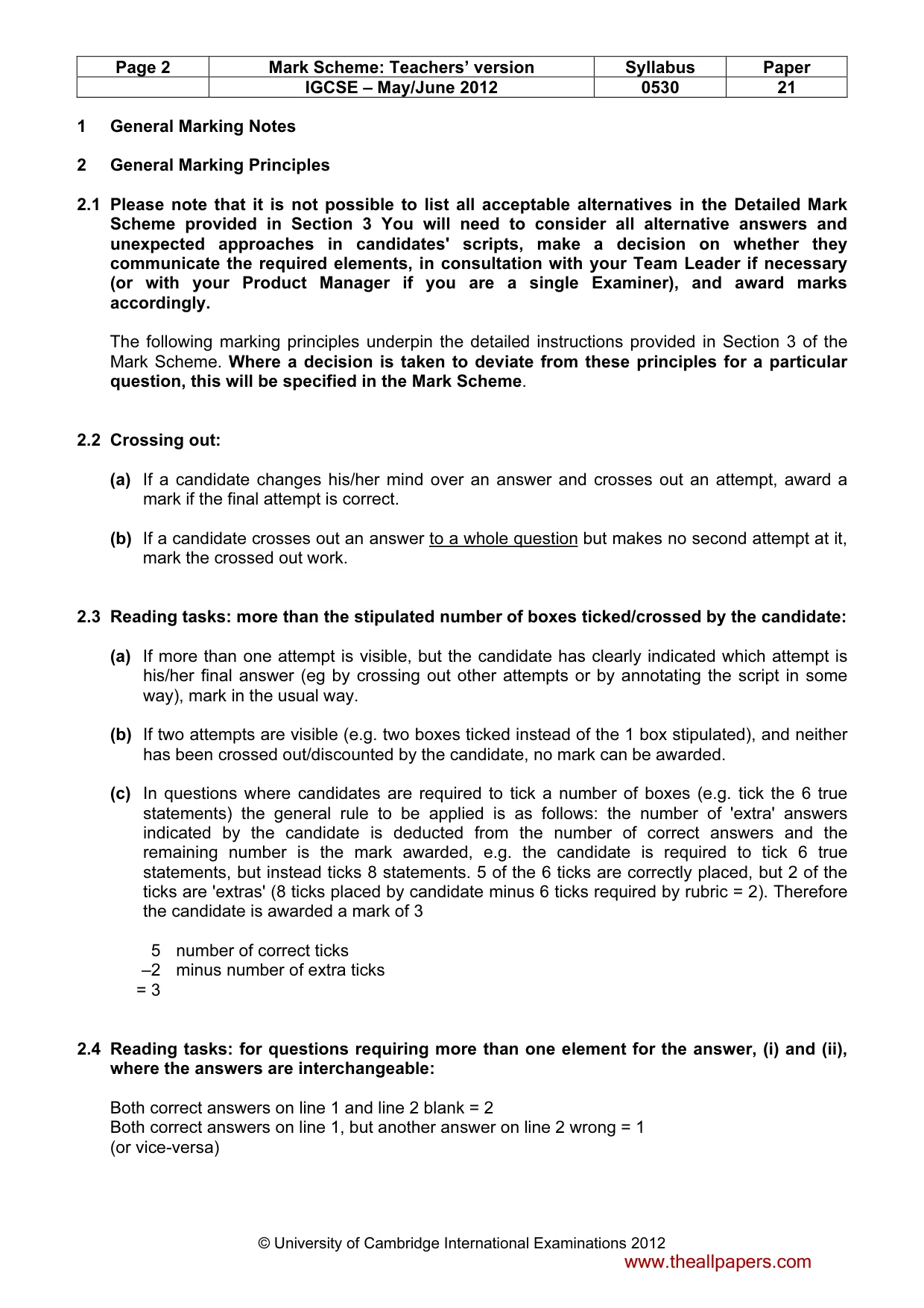 Mark scheme, page 2 of 13
