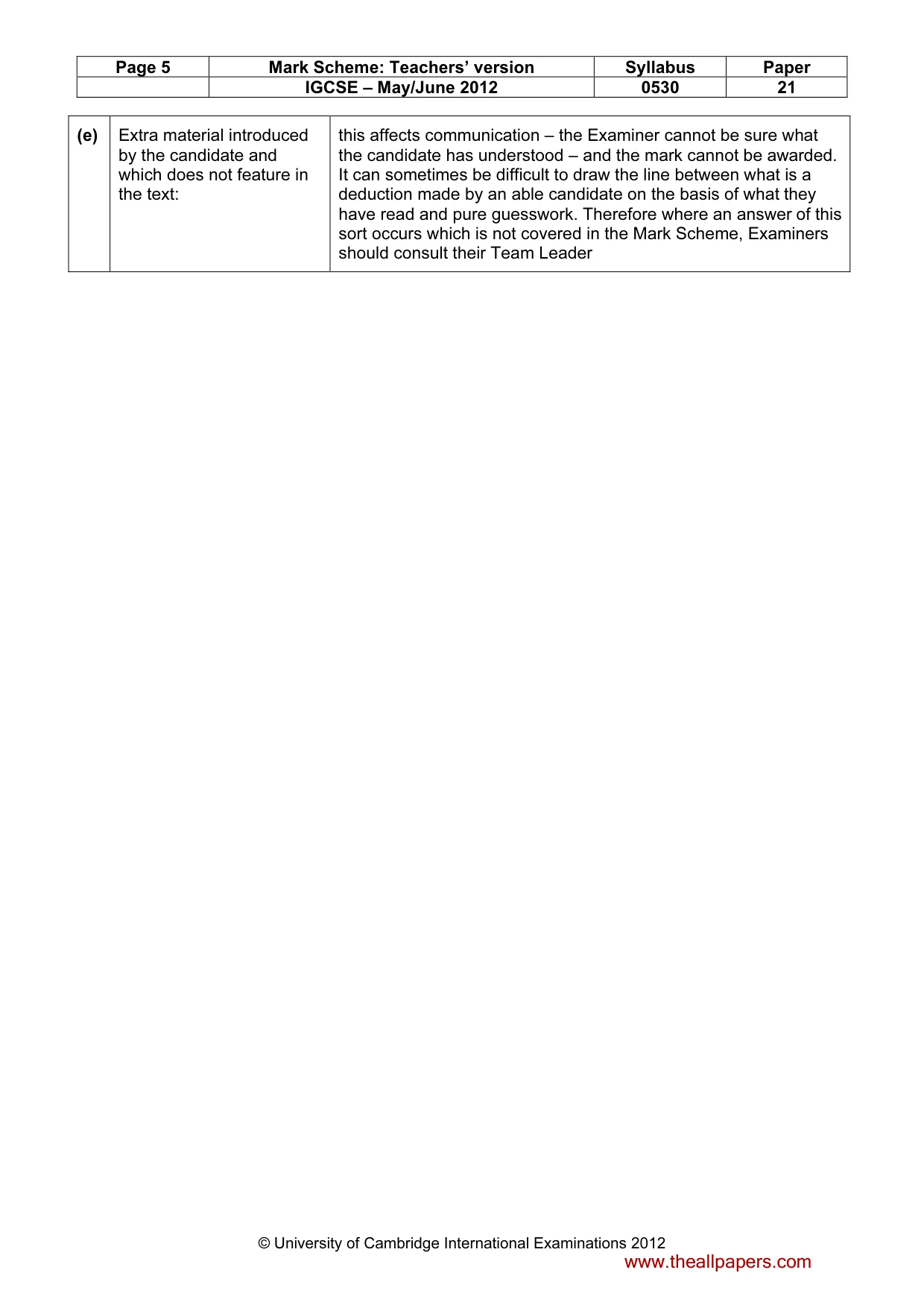 Mark scheme, page 5 of 13