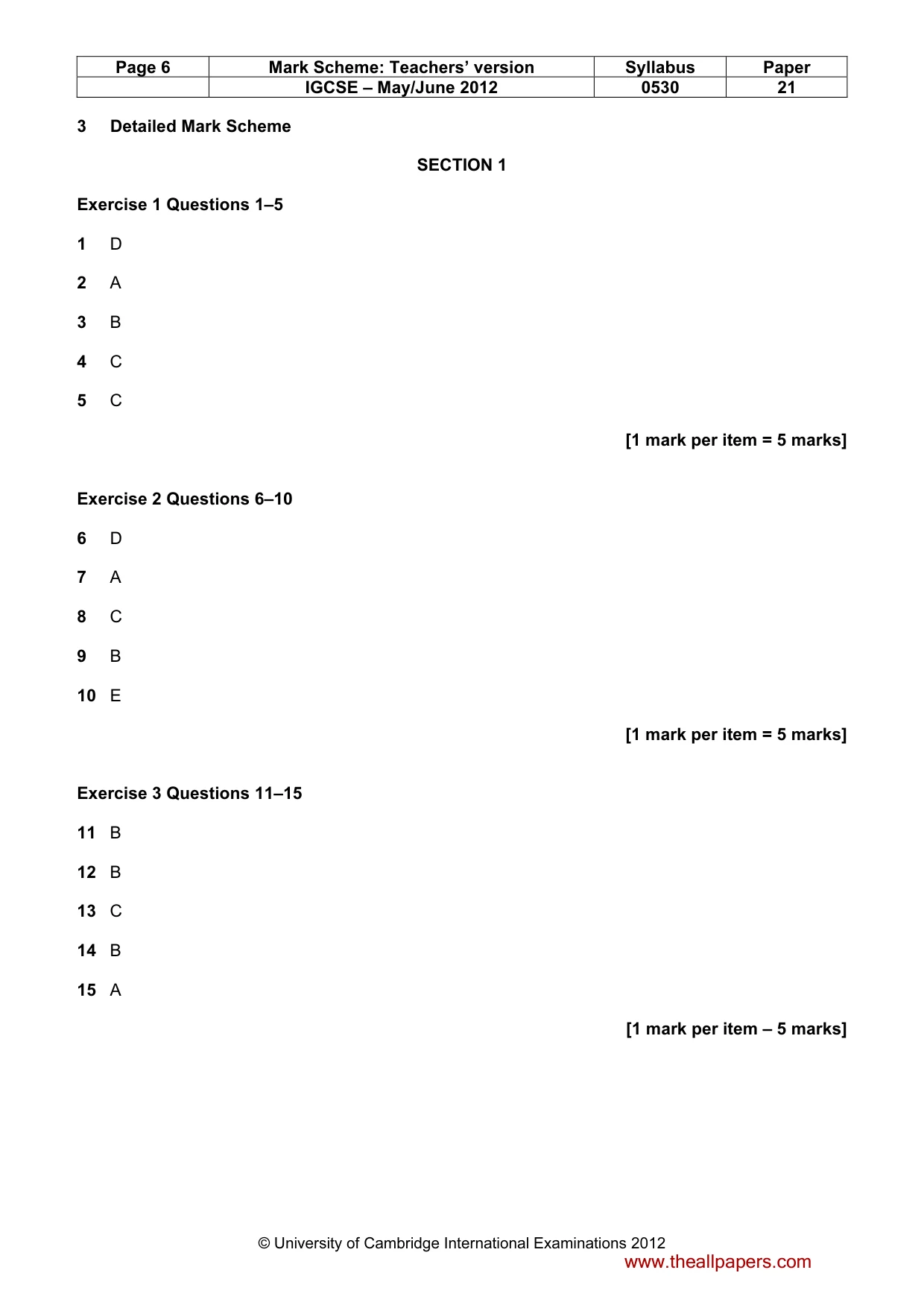 Mark scheme, page 6 of 13