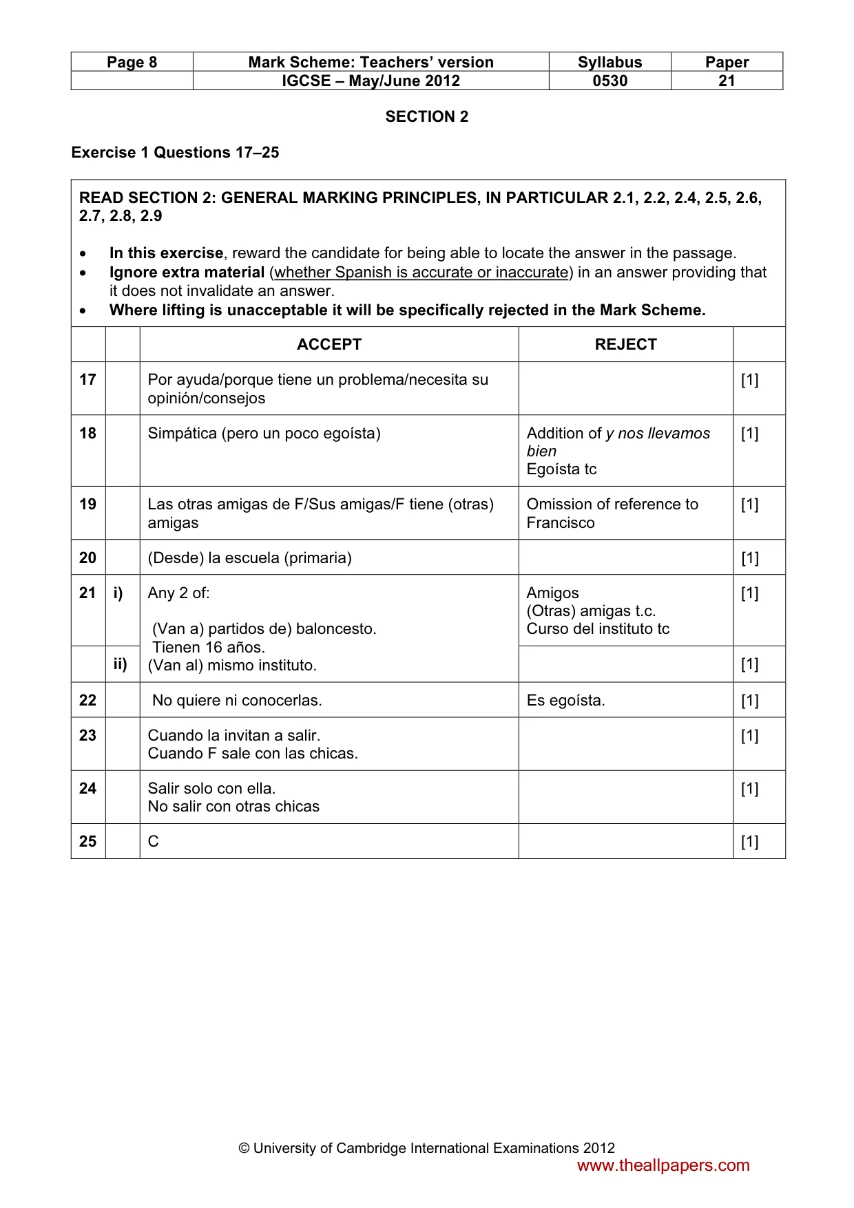 Mark scheme, page 8 of 13