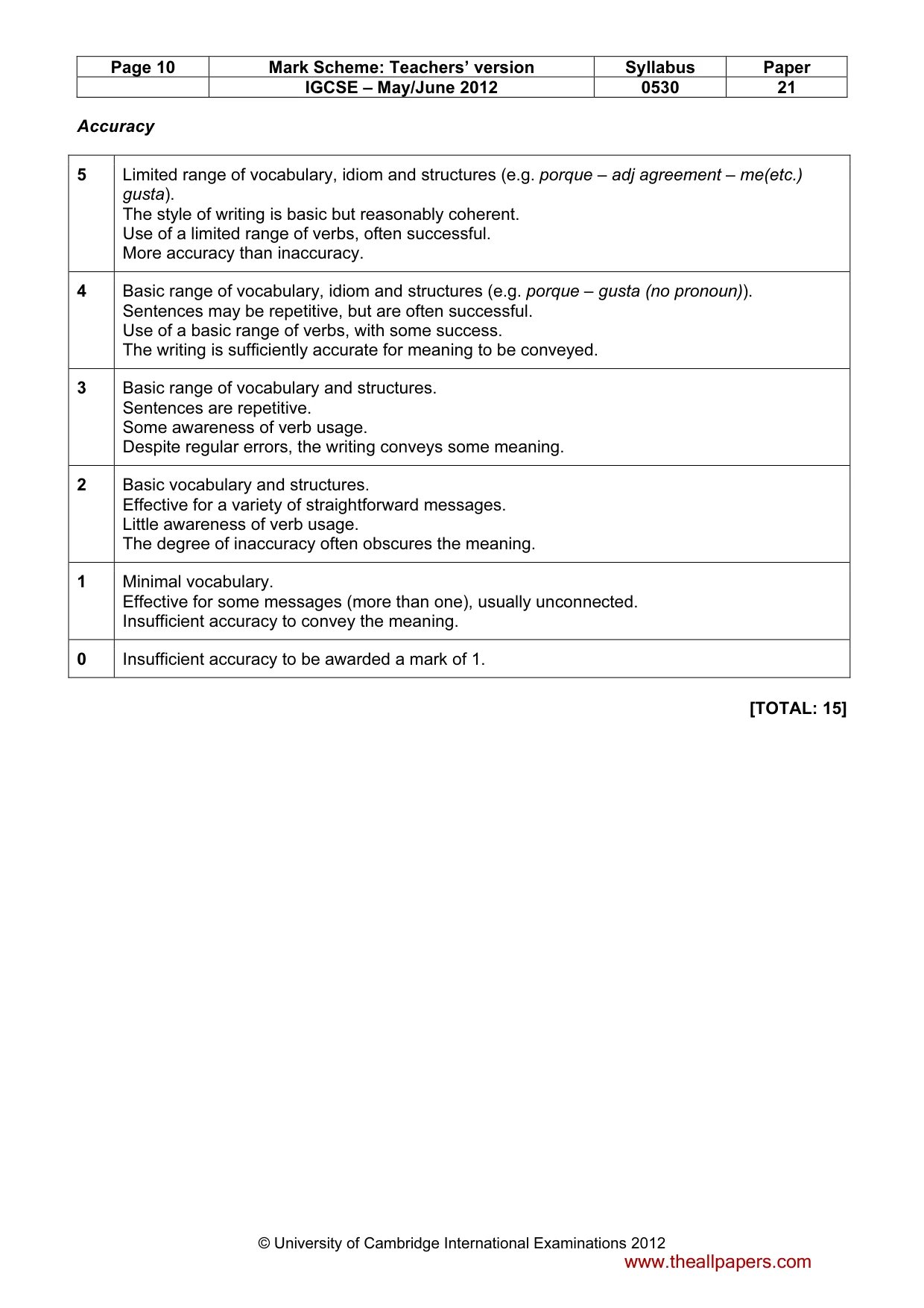 Mark scheme, page 10 of 13