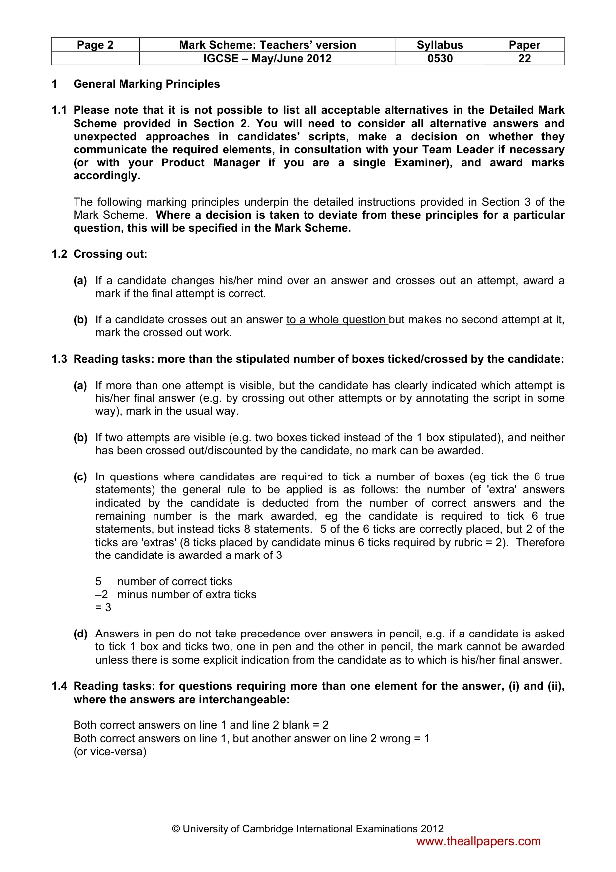 Mark scheme, page 2 of 12