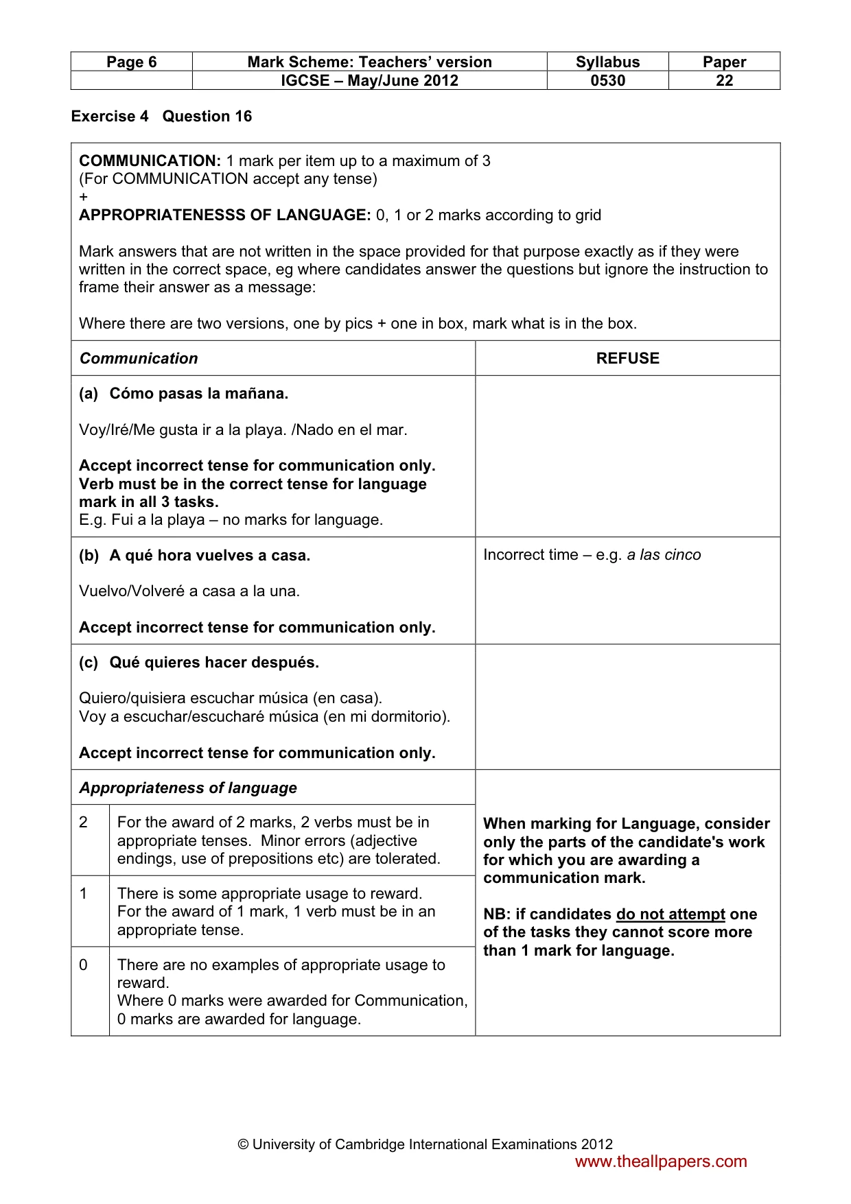 Mark scheme, page 6 of 12