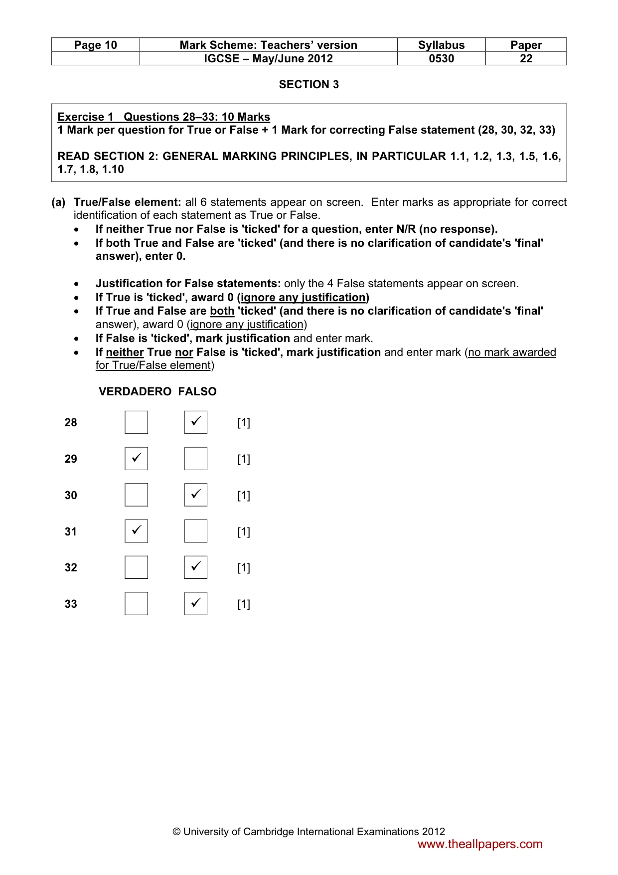 Mark scheme, page 10 of 12
