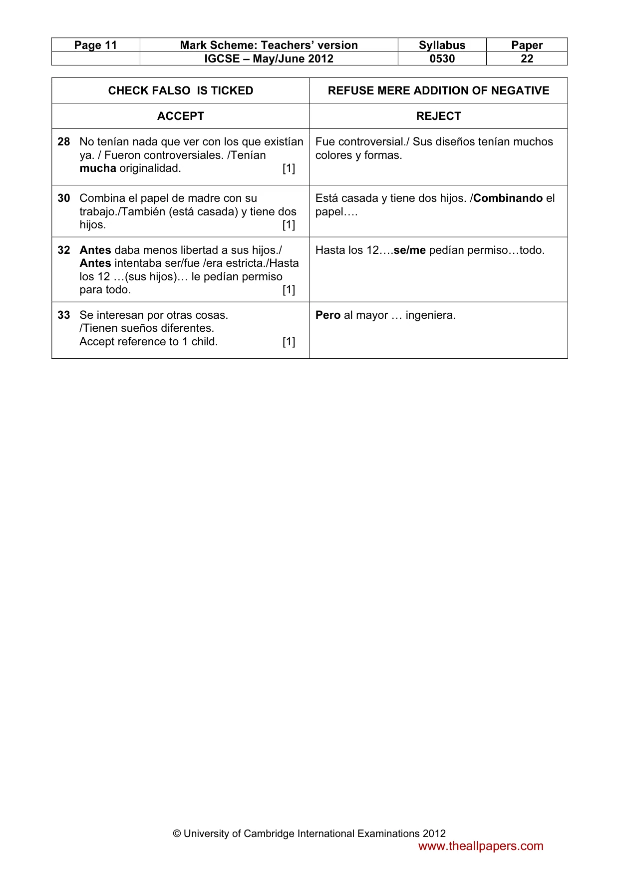 Mark scheme, page 11 of 12