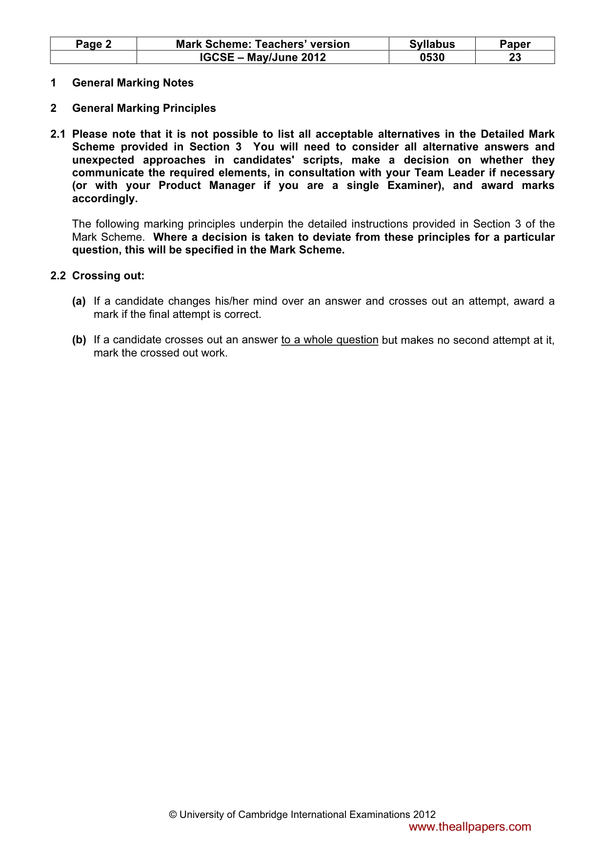 Mark scheme, page 2 of 11