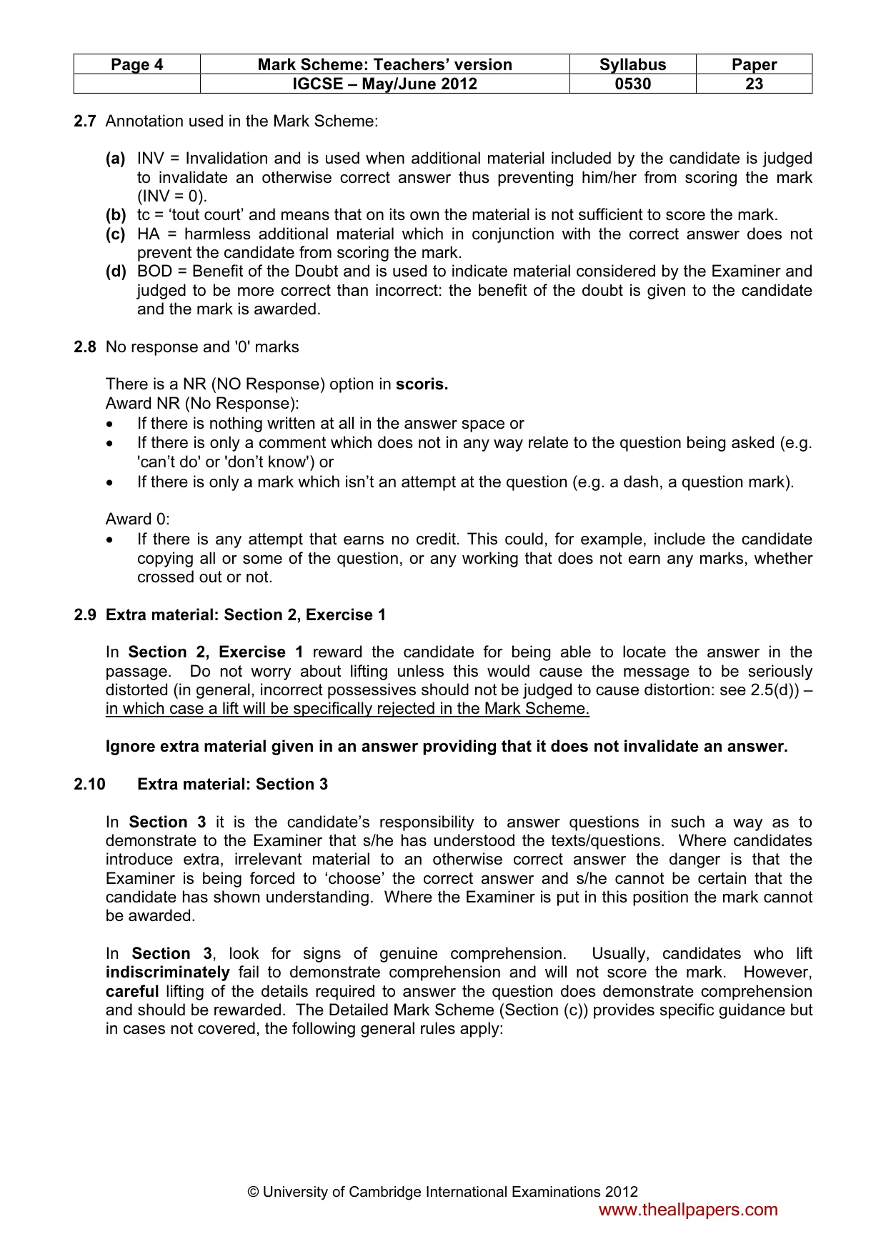 Mark scheme, page 4 of 11