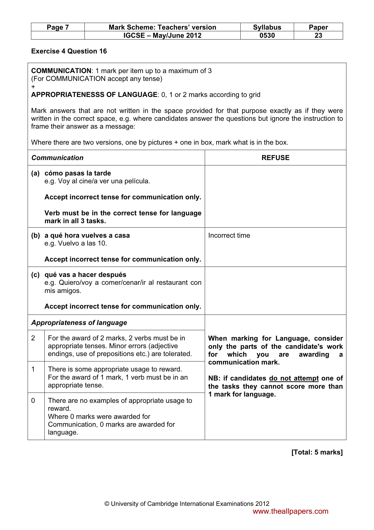 Mark scheme, page 7 of 11