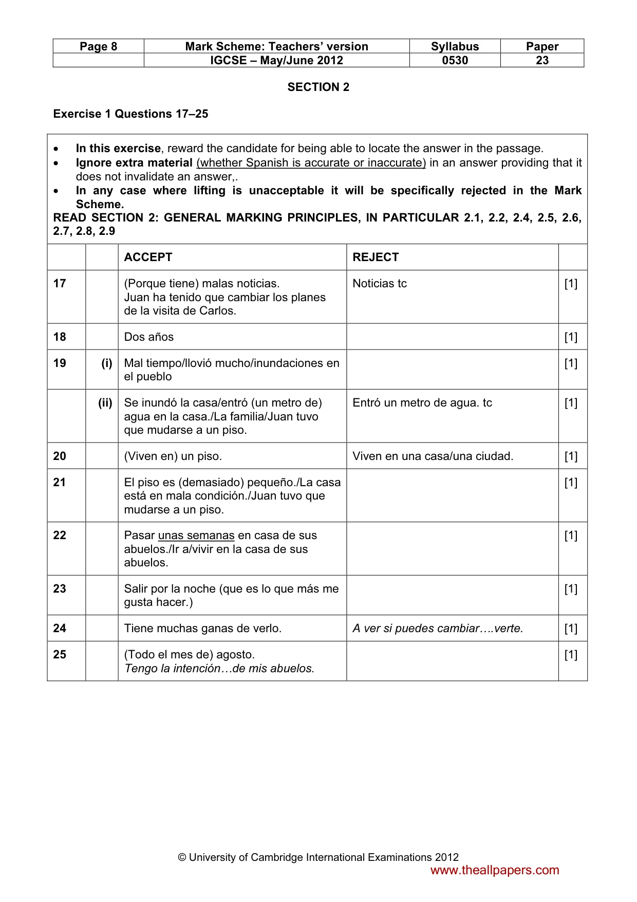 Mark scheme, page 8 of 11