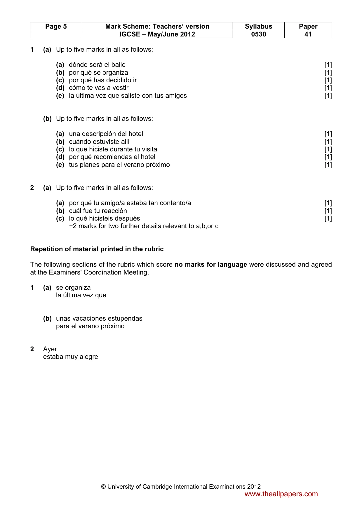 Mark scheme, page 5 of 19