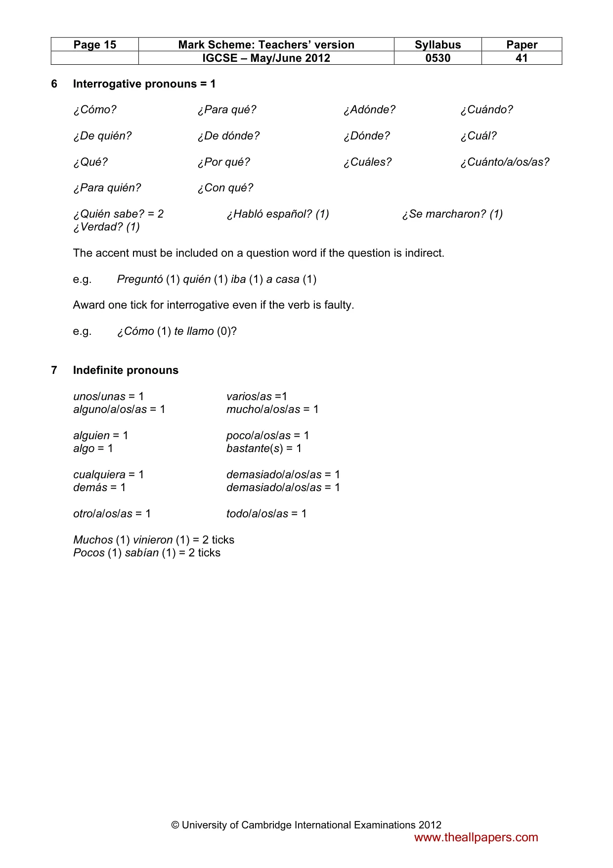 Mark scheme, page 15 of 19